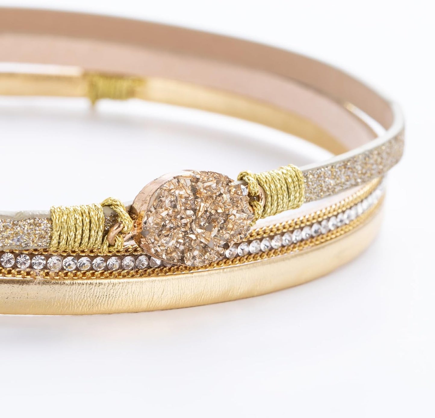 FANCY SHINY Leather Wrap Bracelet Boho Cuff Bangle Bracelets Crystal Bead Bracelet with Magnetic Clasp Jewelry Gifts for Women