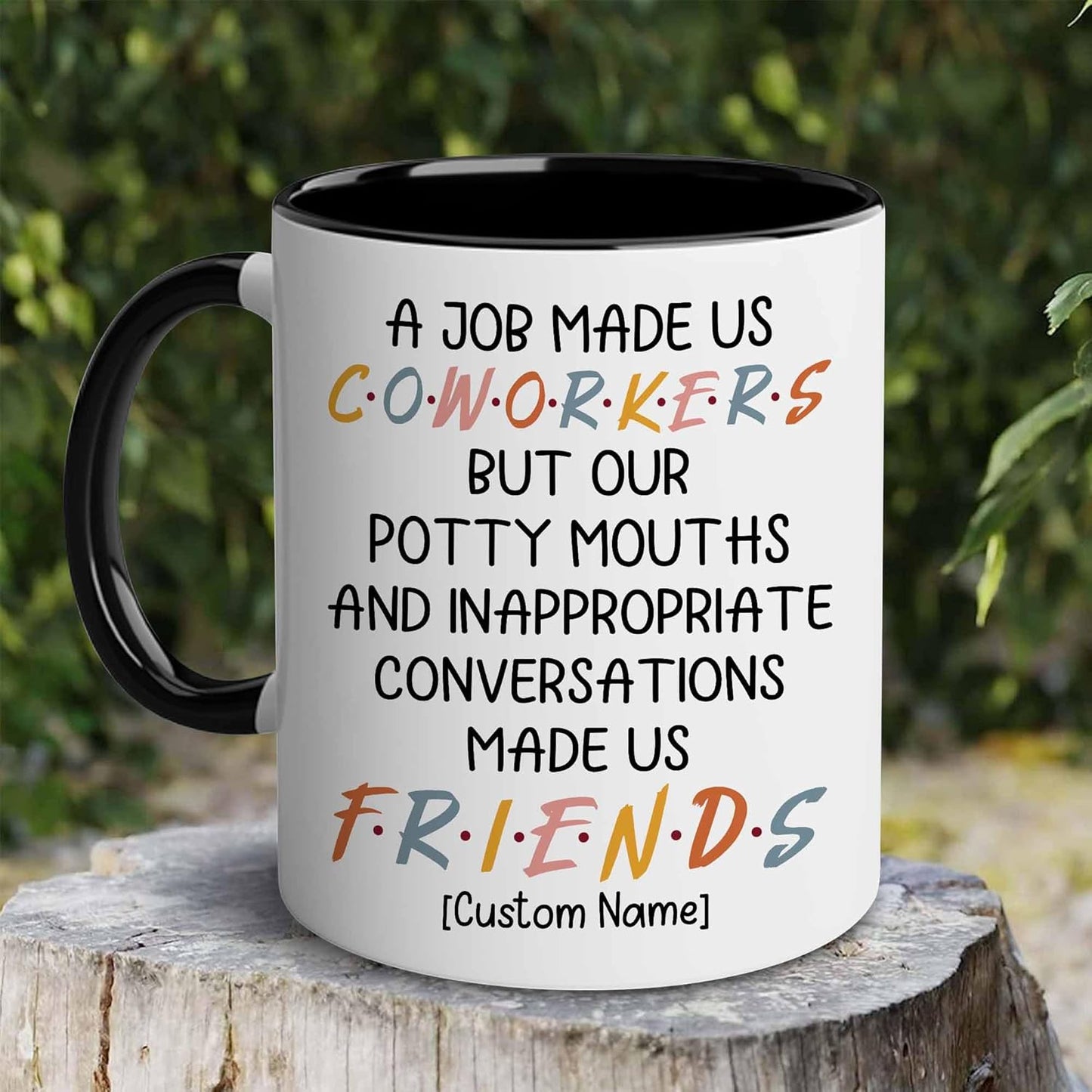 WHIDOBE Personalized Coworker Leaving Mug for Women, Custom 11oz 15oz Farewell Cup for Coworker Boss, Custom Name Mug for Friend Besties Leaving Going Away, Funny Good Bye Cup, A Job Made Us Coworkers