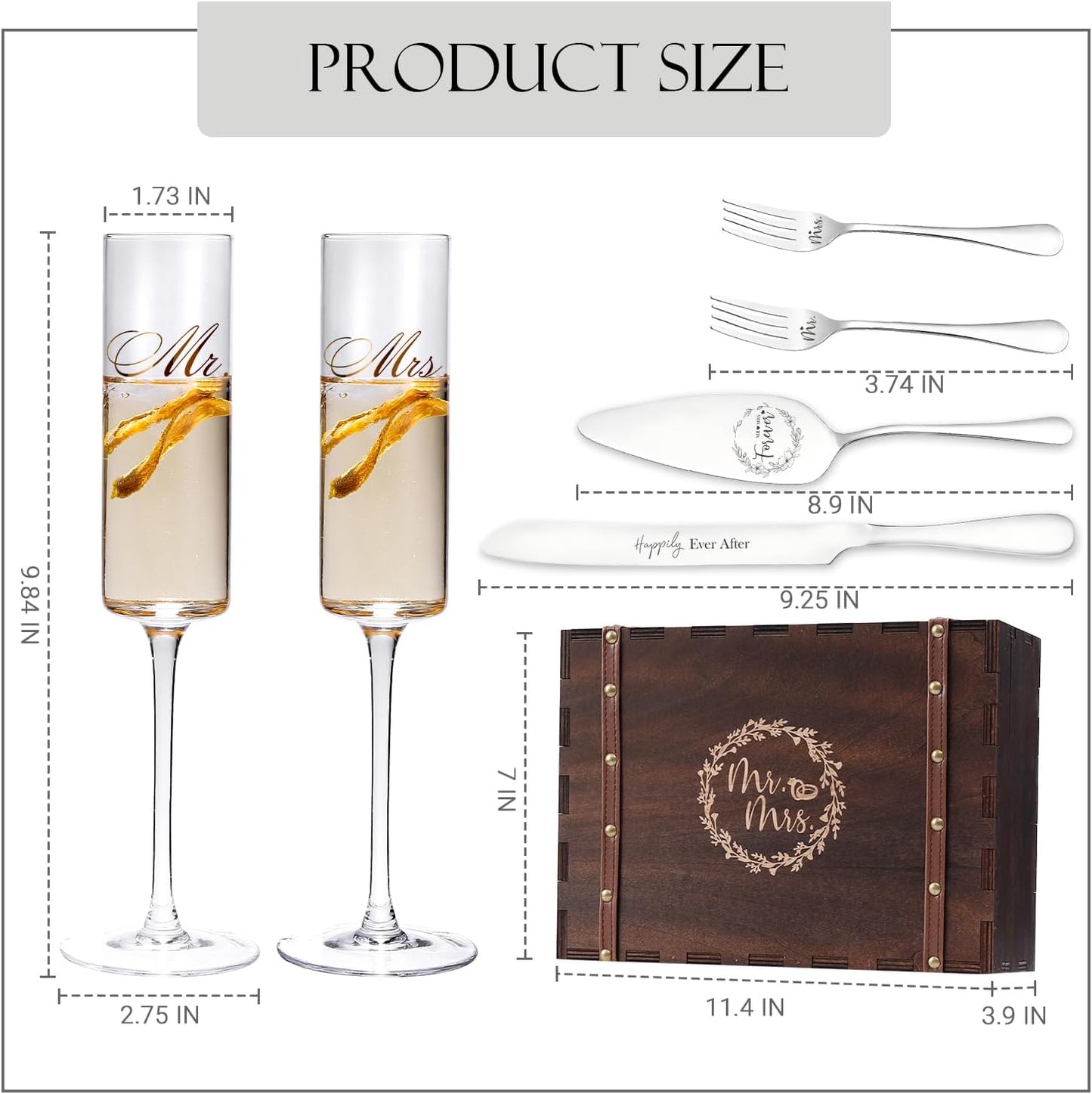 Wedding Champagne Flutes Cake Knife and Server set,mr. and mrs. Champagne Flutes for Newly engagement,Bridal Shower Gifts,Wedding Gifts Engagement present for couple