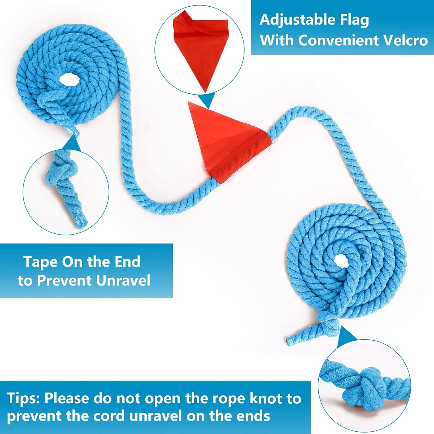 Tug of War Rope Games 40ft for Kids Adult, Field Day Family Reunion Outdoor Outside Yard Backyard Lawn Carnival Camping Picnic Games for Team Building, Blue