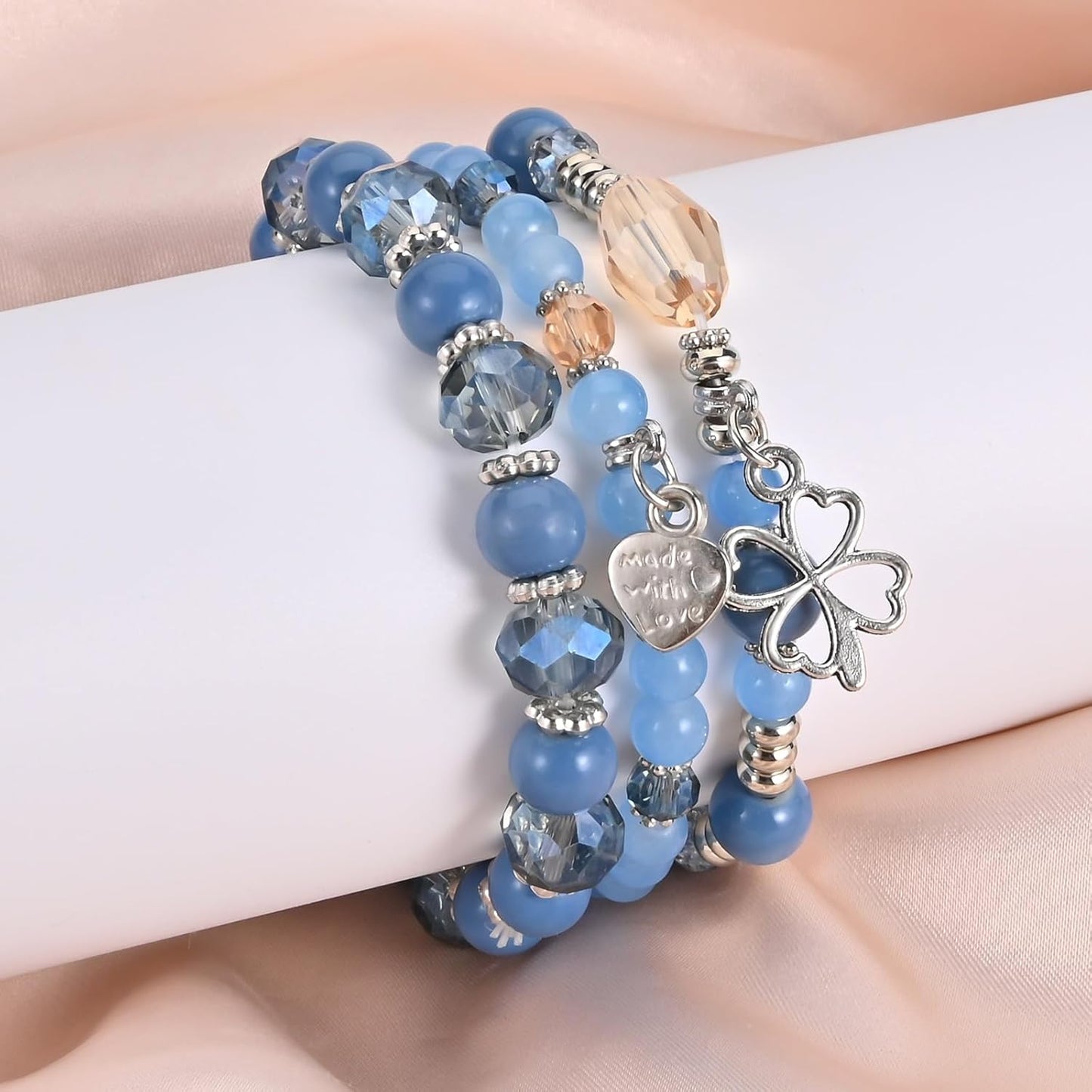 Bohemian Bracelet Sets for Women - 6 Sets Stackable Stretch Bracelets Multi-color Boho Jewelry for Women Hippie Bracelets Dainty Jewelry