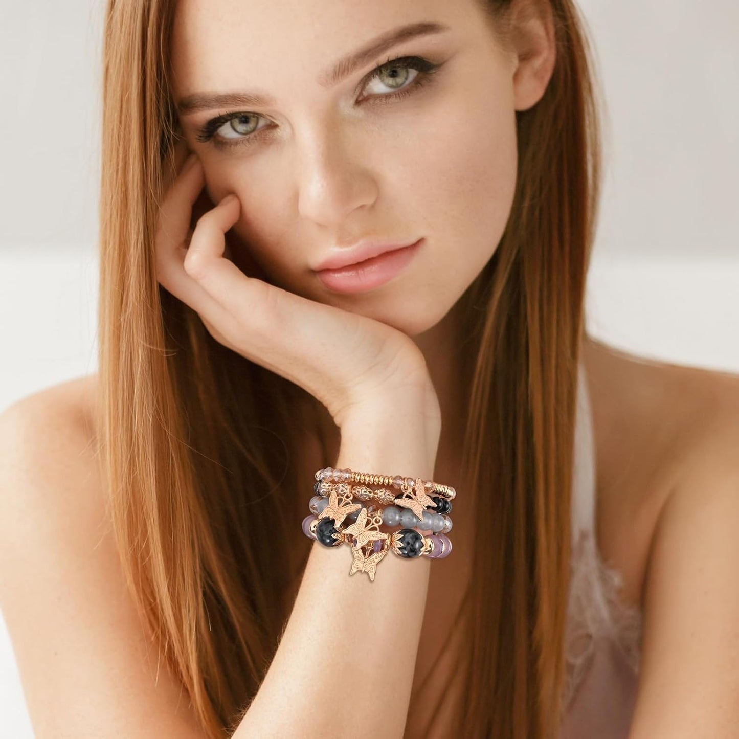 Bohemian Bracelet Sets for Women - 6 Sets Stackable Stretch Bracelets Multi-color Boho Jewelry for Women Hippie Bracelets Dainty Jewelry