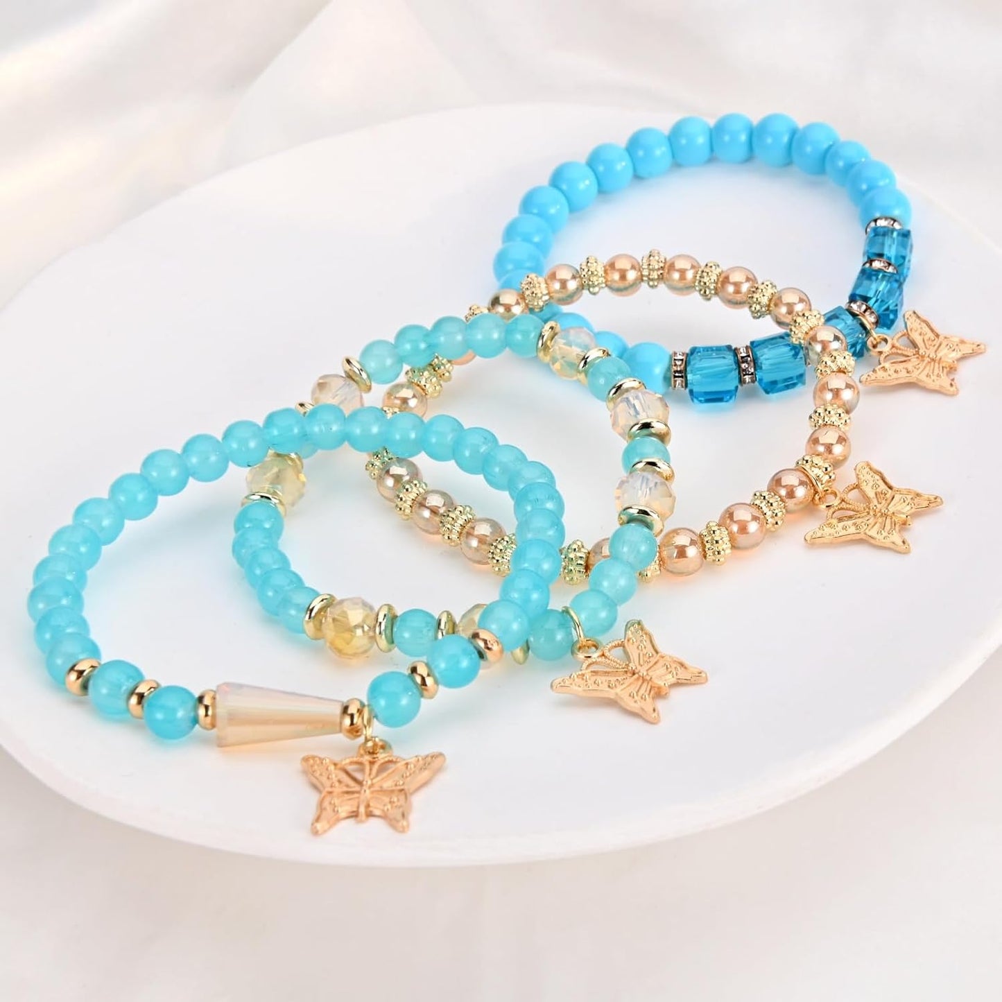 Bohemian Bracelet Sets for Women - 6 Sets Stackable Stretch Bracelets Multi-color Boho Jewelry for Women Hippie Bracelets Dainty Jewelry