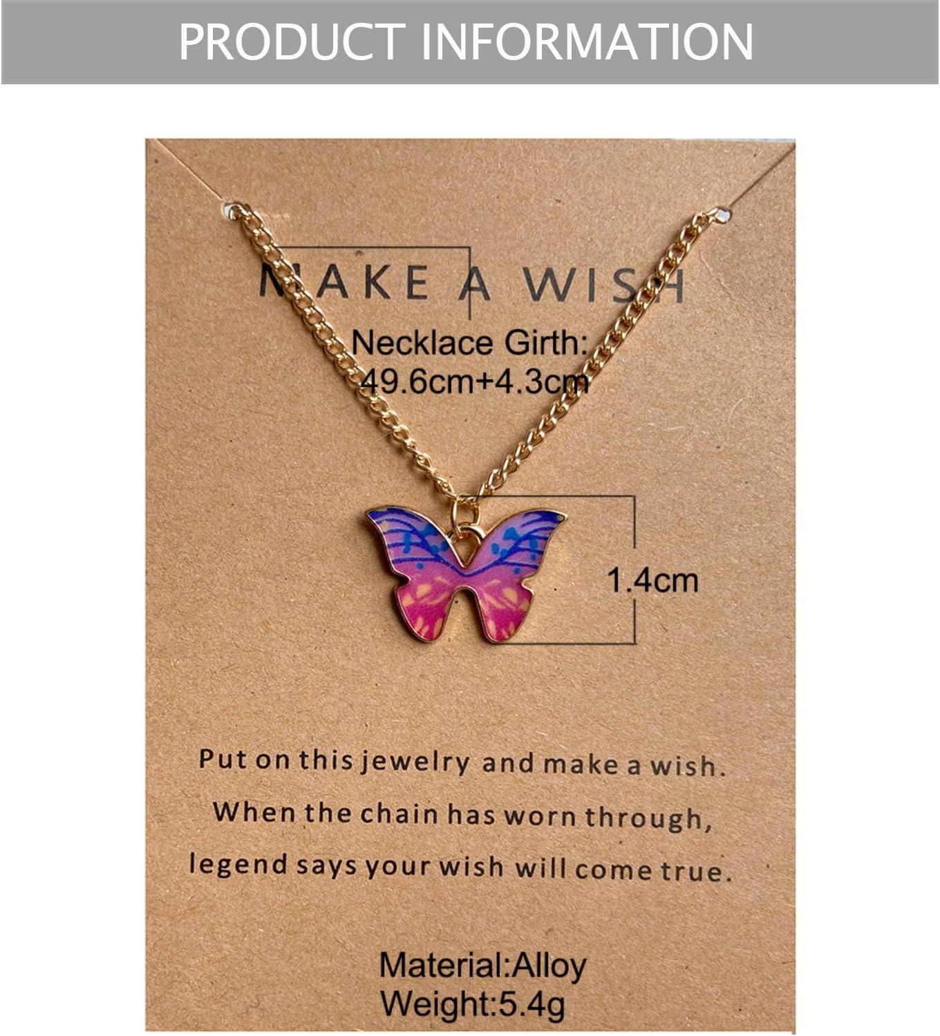 9Pcs Bohemian Butterfly Pendant Necklace Set,Dainty Adjustable Acrylic Colorful Insect Chain Necklace Minimalist Choker Necklace for Women Lover Jewelry