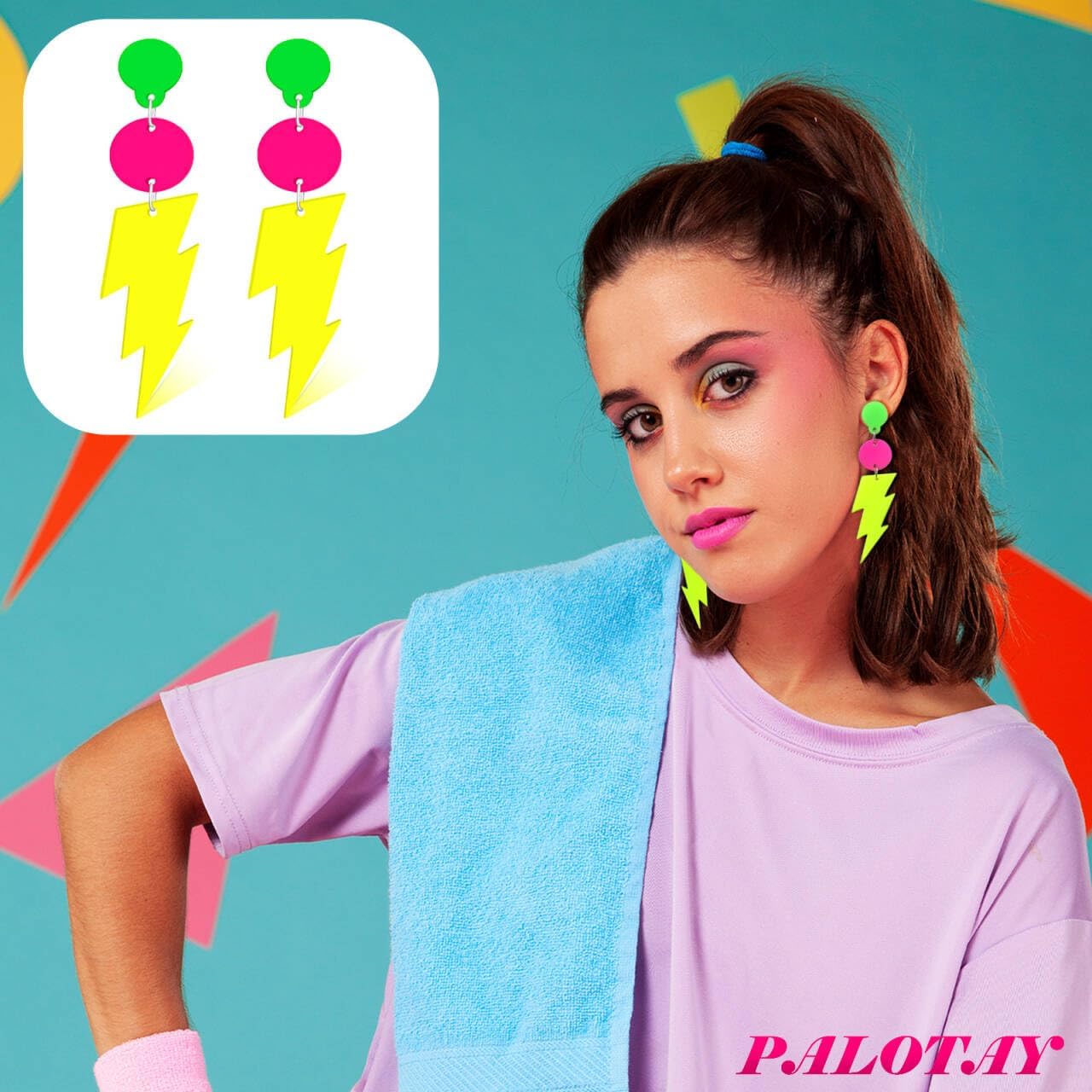 80s 90s Retro Cassette Tape Neon Earrings for Women Acrylic Radio Earring Set for 80s 90s Accessories Cosplay Party Jewelry Gifts