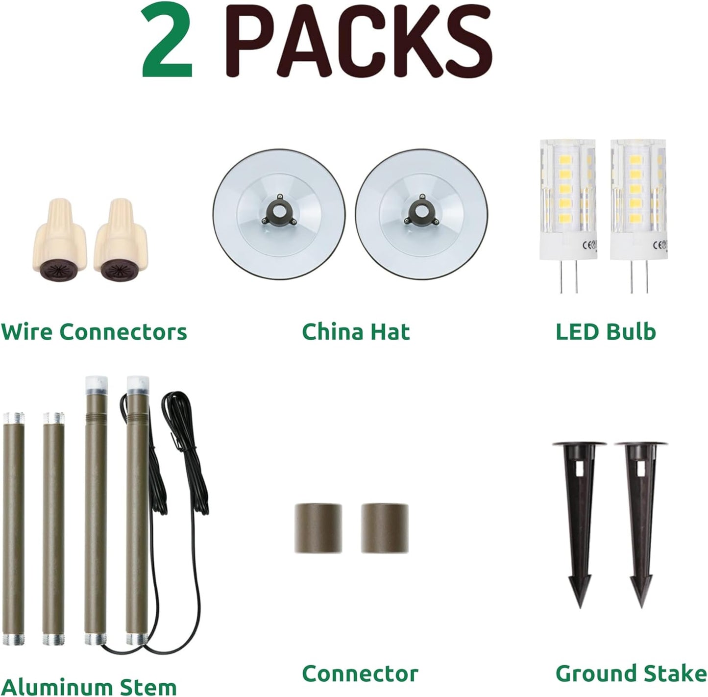 Lumina Lighting® 3W Landscape Lighting 12V Landscape Lights Low Voltage Landscape Path Lights Warm White Waterproof Outdoor Replaceable G4 LED Bulb for Garden Pathway Lawn Yard (Bronze, 2-Pack)