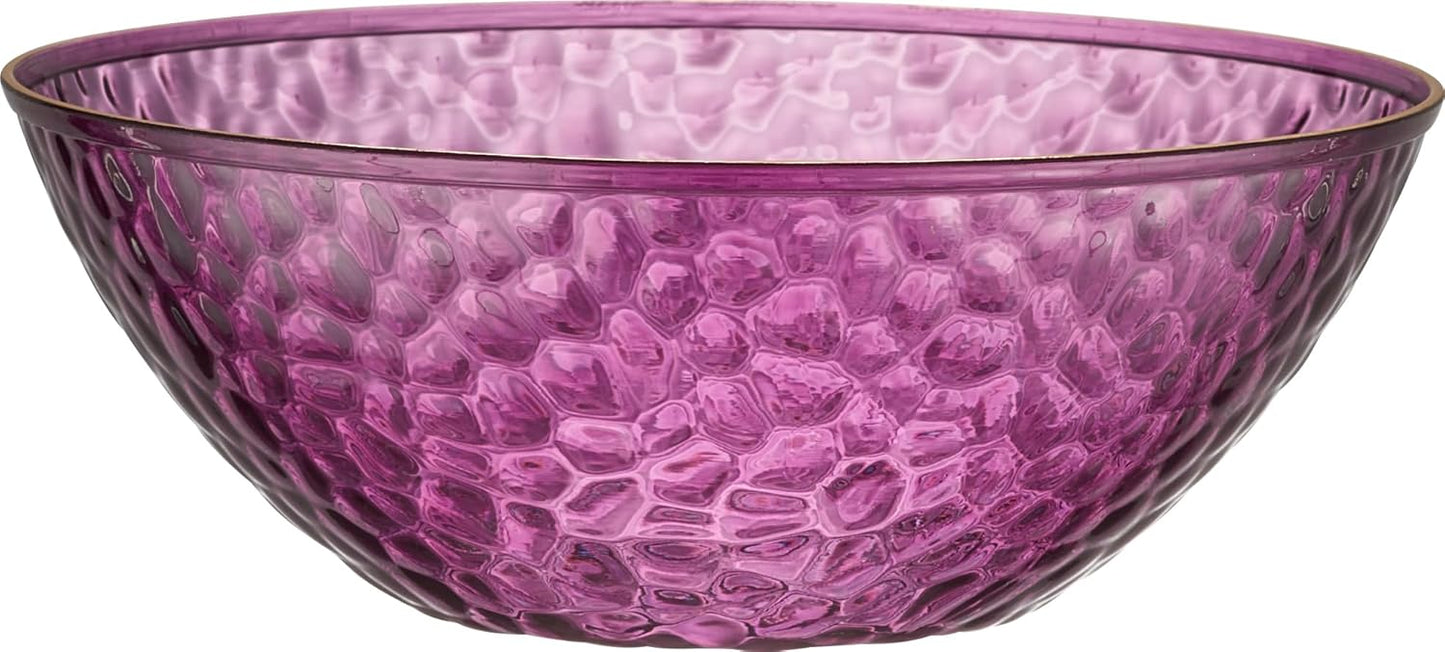 PLASTICPRO 30 Pack 12 Ounce Hammered Plastic Bowls Translucent Clear with Gold Rim Heavyweight Disposable Plastic Soup Bowls Elegant Translucent Hammered Gold Rim Platsic Party Dishes