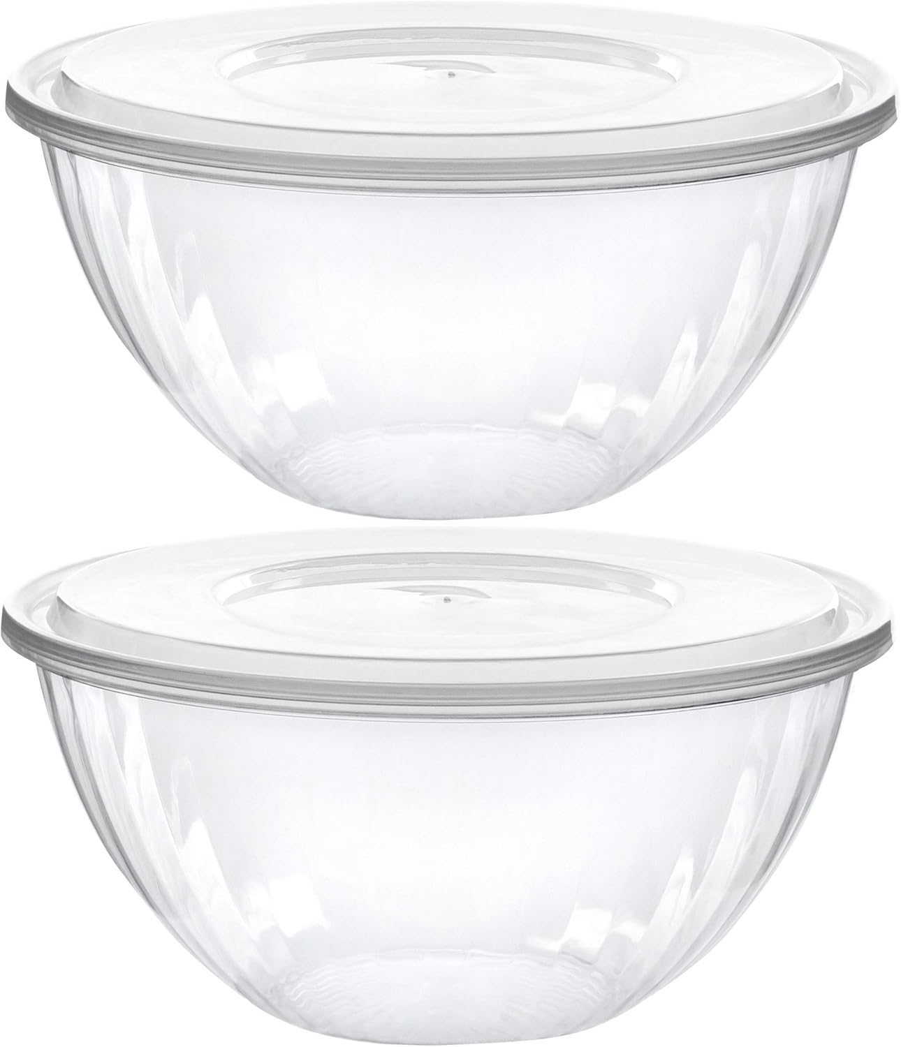 PLASTICPRO Disposable 48 Ounce Round Crystal Clear Plastic Serving Bowls With Lids, Party Snack or Salad Bowl, Chip Bowls, Snack Bowls, Candy Dish, Salad Container Pack of 4