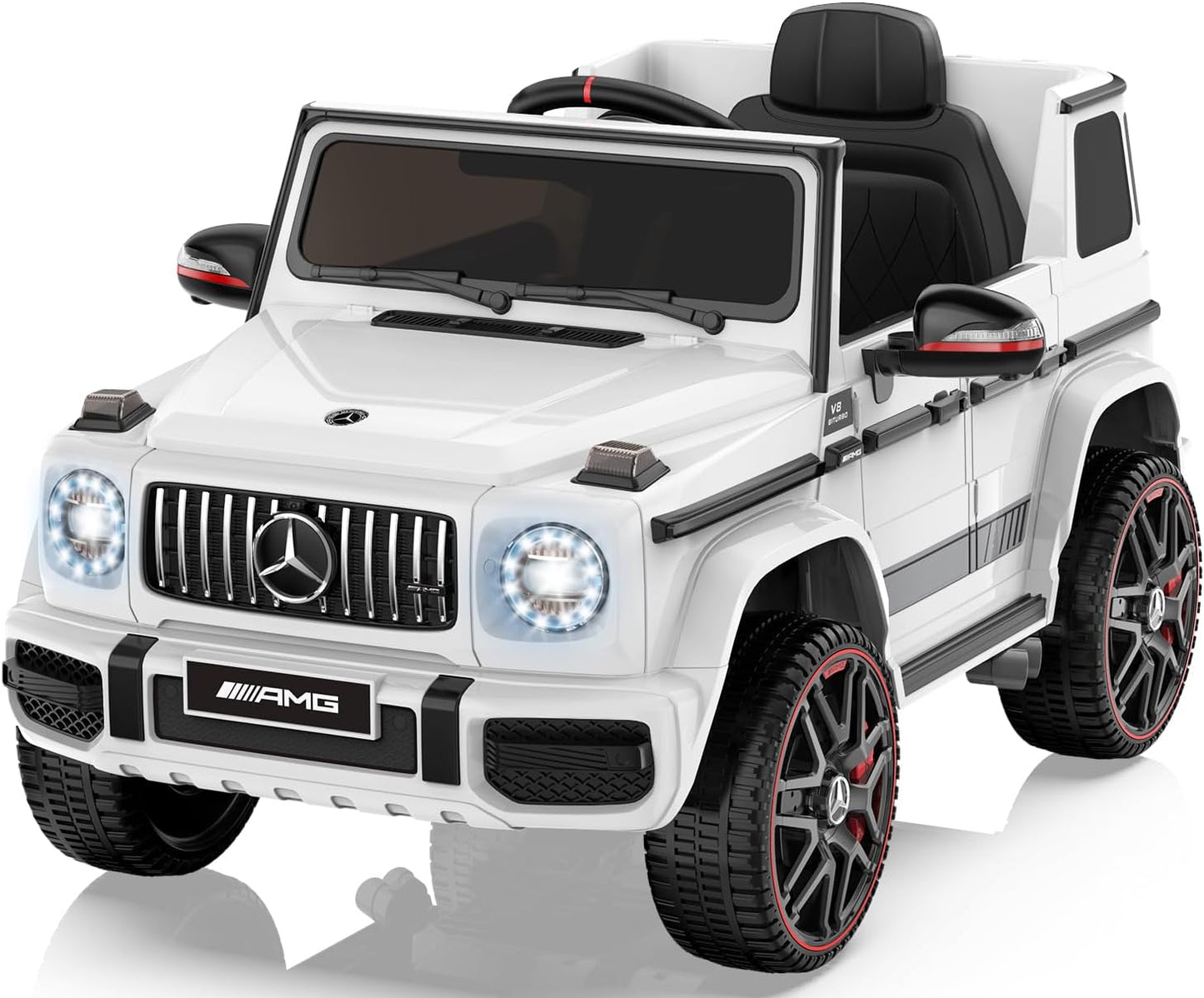 ANPABO Licensed Mercedes-Benz G63 Car for Kids, 12V Ride on Car w/Parent Remote Control, LED Headlights, Music Player & Horn, Soft Start, Low Battery Prompt, Kids Electric Vehicle, White