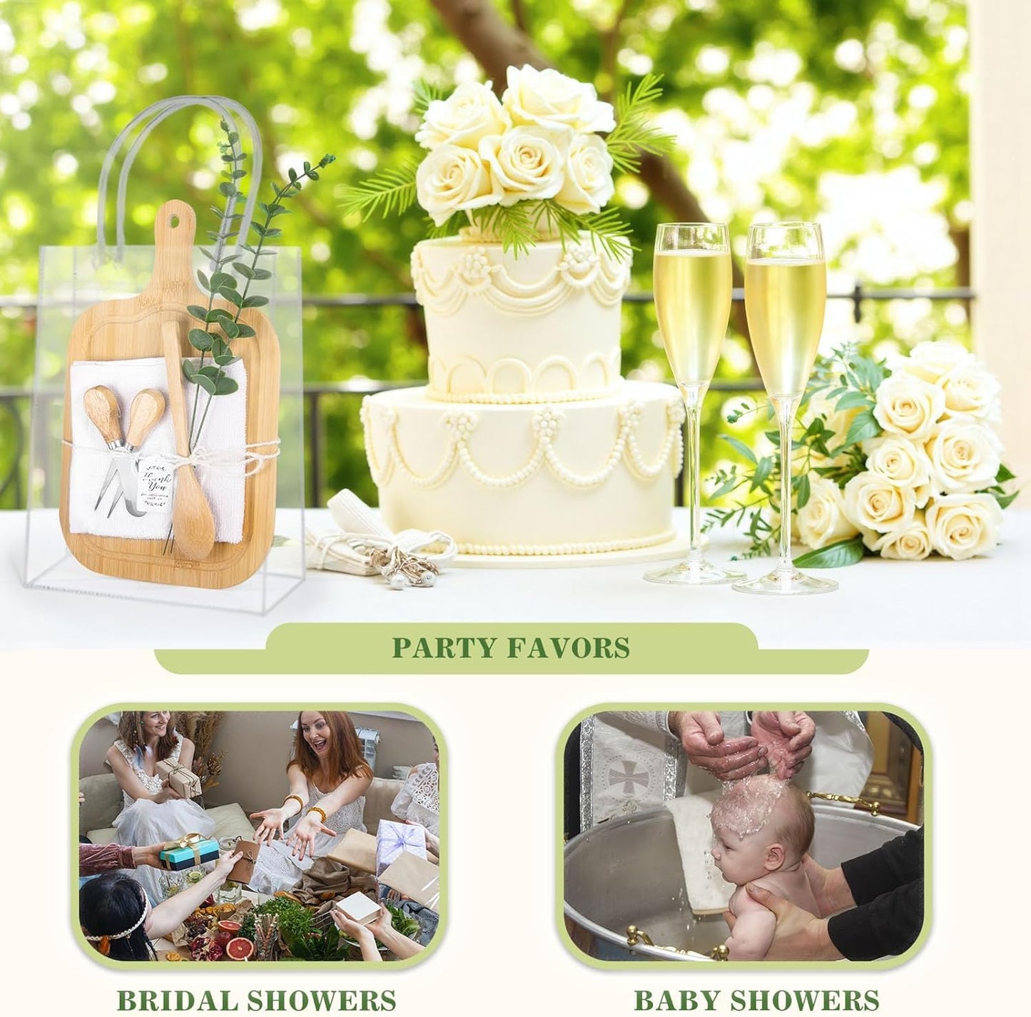 1 Set Baby Shower Game Prizes for Game Winners Adults, Bamboo Mini Charcuterie Boards with Spoon Fork Towel & Gift Bags, Bridal Shower Prizes Gifts for Guests - All-in-One Adult Party Favors