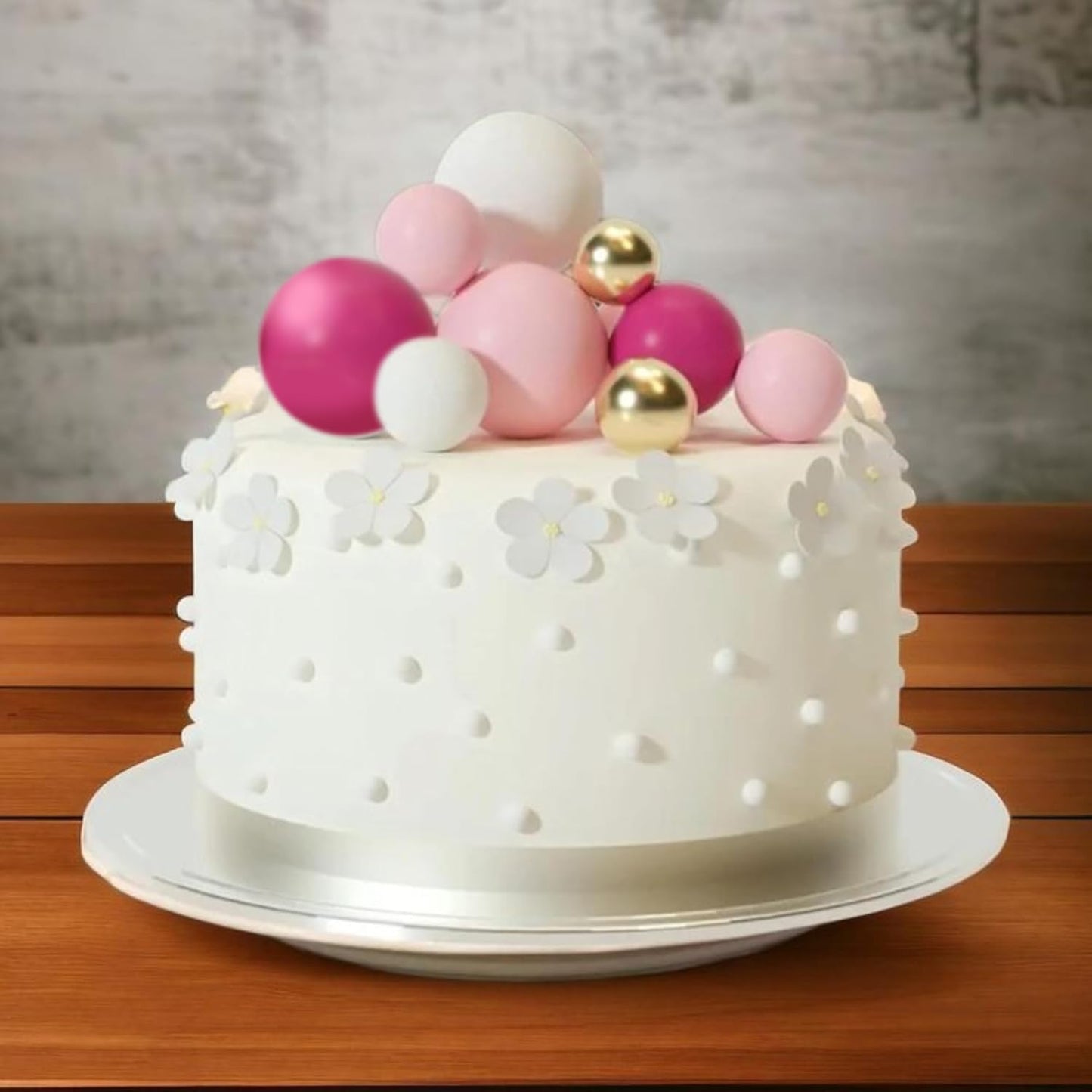 36 Pack Balls Cake Topper Decorations Foam Balloons Cake Decorations Mini Balloons Cake Toppers Balls Cake Picks for Baby Shower Wedding Anniversary Birthday Party Decorations Rose Red White Gold