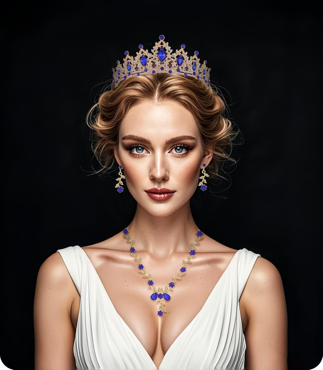 Kamirola Tiaras and Crowns for Women,Tiaras Earrings Necklace, Crystal Bridal Jewelry Set, Costume Party Halloween Prom Pageant Jewelry for Women(TR45)