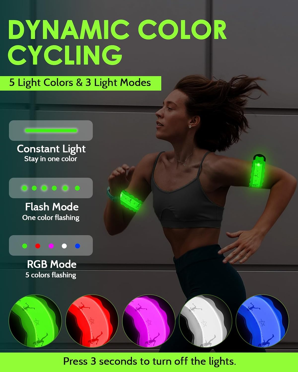 2025 New-Shaped Rechargeable LED Armband 2-Pack, High Visibility Reflective Running Gear for Night Safety, 5 Colors & 3 Modes Light Up Armbands for Night Walking, Cycling, Gift for Women Men