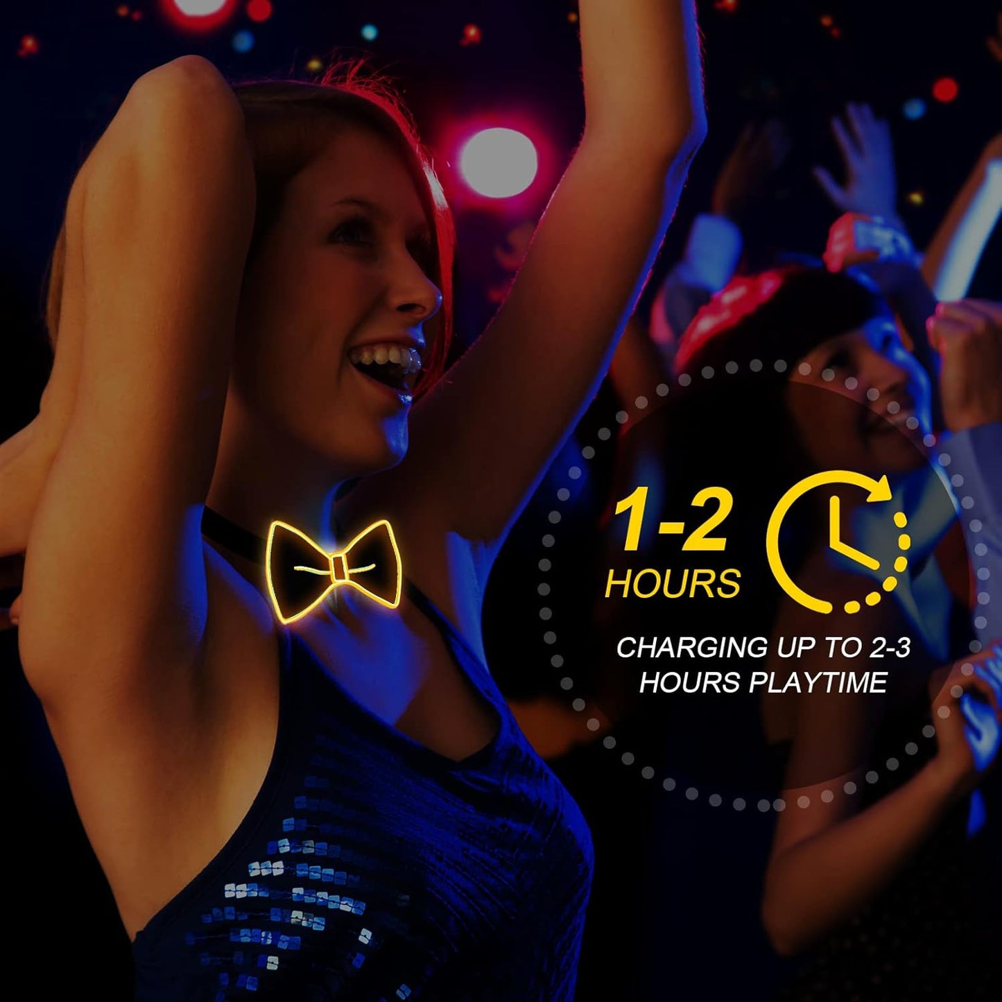 Ainiv Light Up Neckties Bowties Suspenders LED Party Supplies Glow in the Dark Adjustable for Women and Men Parties