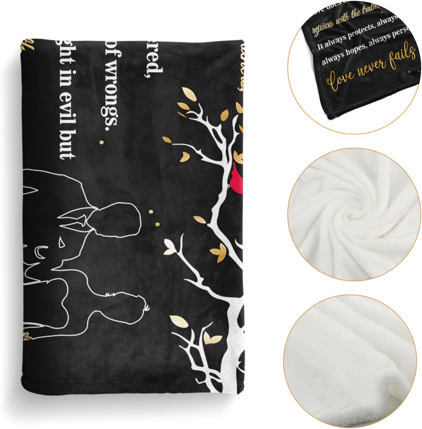 Wedding Gifts for Couples 2025 Soft Blanket, Bridal Shower Gifts for Bride to Be, Anniversary Romantic Gifts for Her, Wedding Gifts for Newlyweds Wedding Throw Blanket 60 * 80, Black Gold