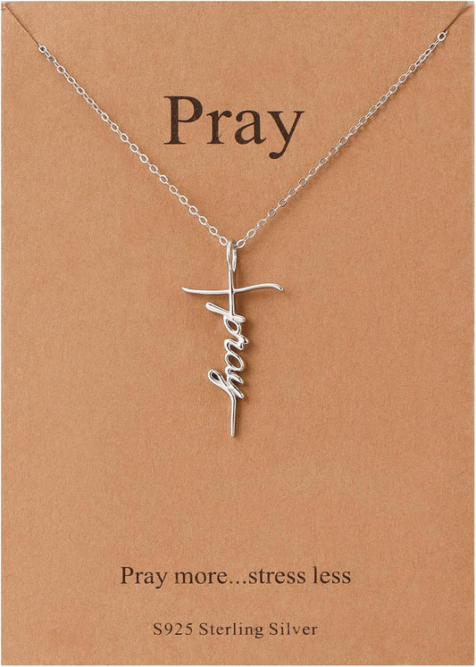 Lcherry Faith Cross Pendant Necklace for Women Religious Christian Jewelry Mother's Day Gifts for Women
