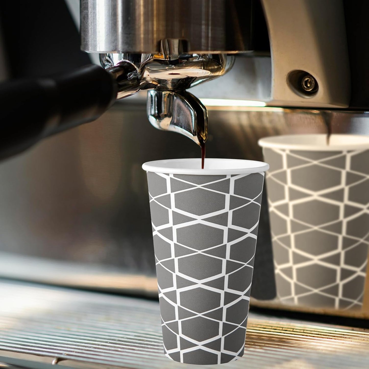 JOLLY PARTY [100 Sets] 16 oz Paper Coffee Cups, Disposable Coffee Cups with Lids, Sleeves and Straws, Hot Cold Beverage Drinking Cup for Water, Coffee or Tea, To-Go Cup Suitable for Office and Travel