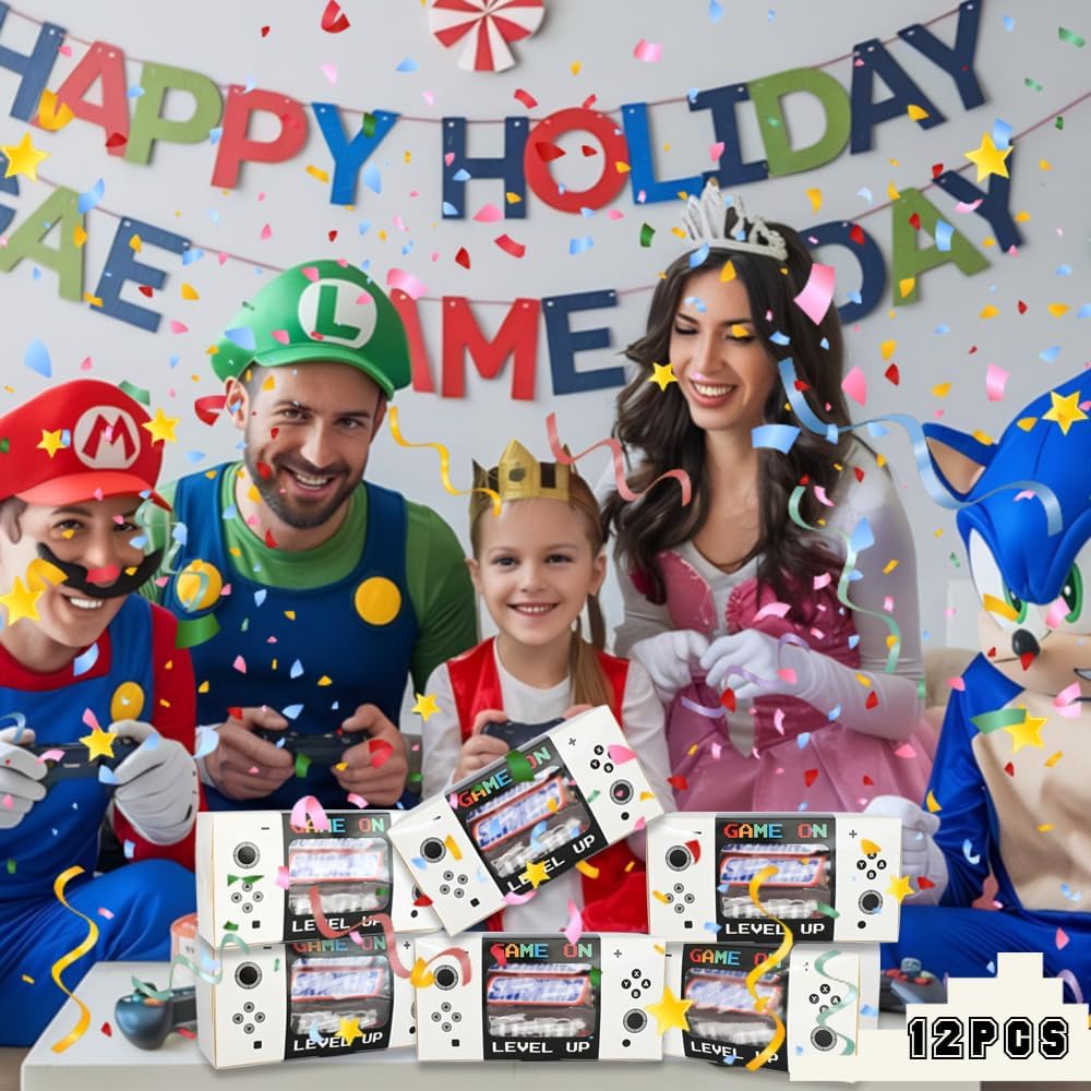 Shescrzionu Video Game Party Favors Boxes 12 PCS-Perfect Party Favor Boxes with Window,Game On Birthday Decorations Video Game Birthday Decorations,Game Bags,Video Game Gifts Aa04