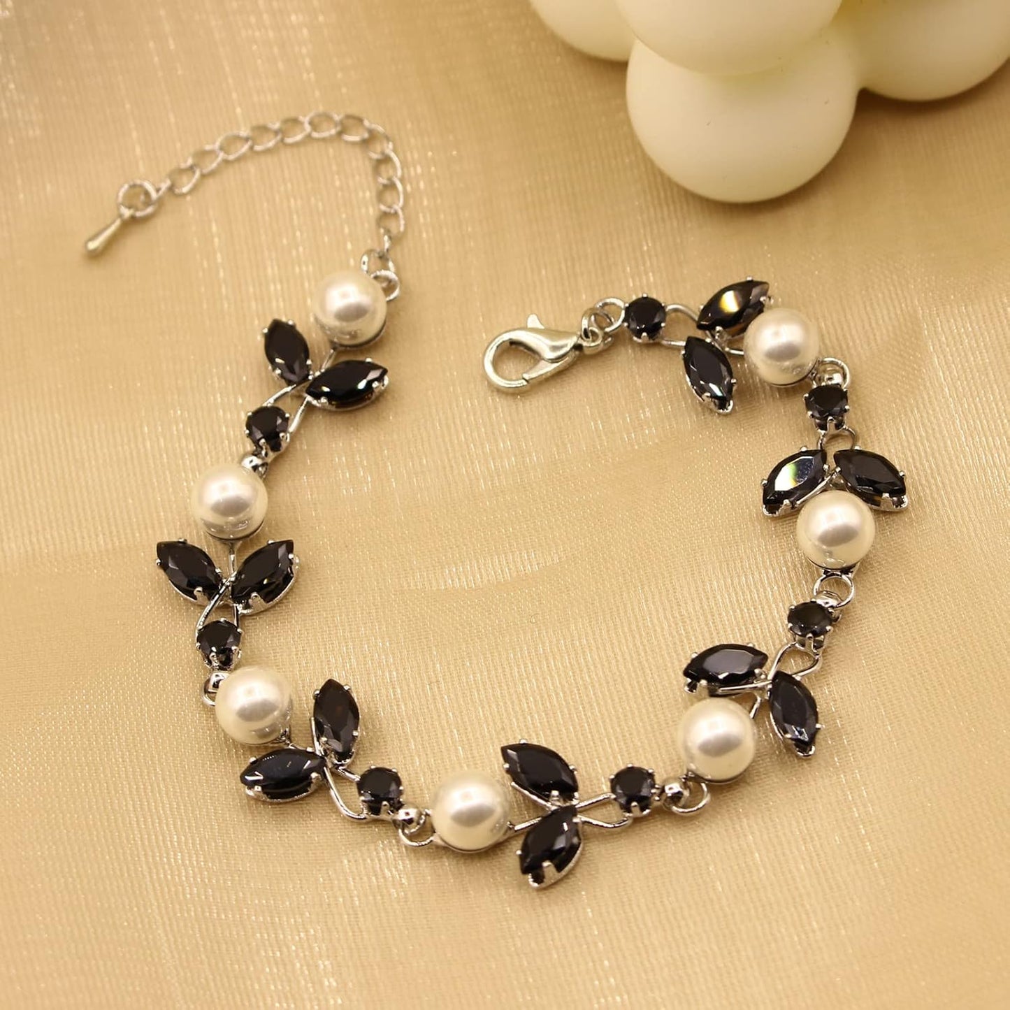 Luxury Cubic Zirconia Aurtrian Crystal Pearl Floral Necklace Dangle Earrings Wedding Bridal Jewelry Set Birthday Gifts for Her