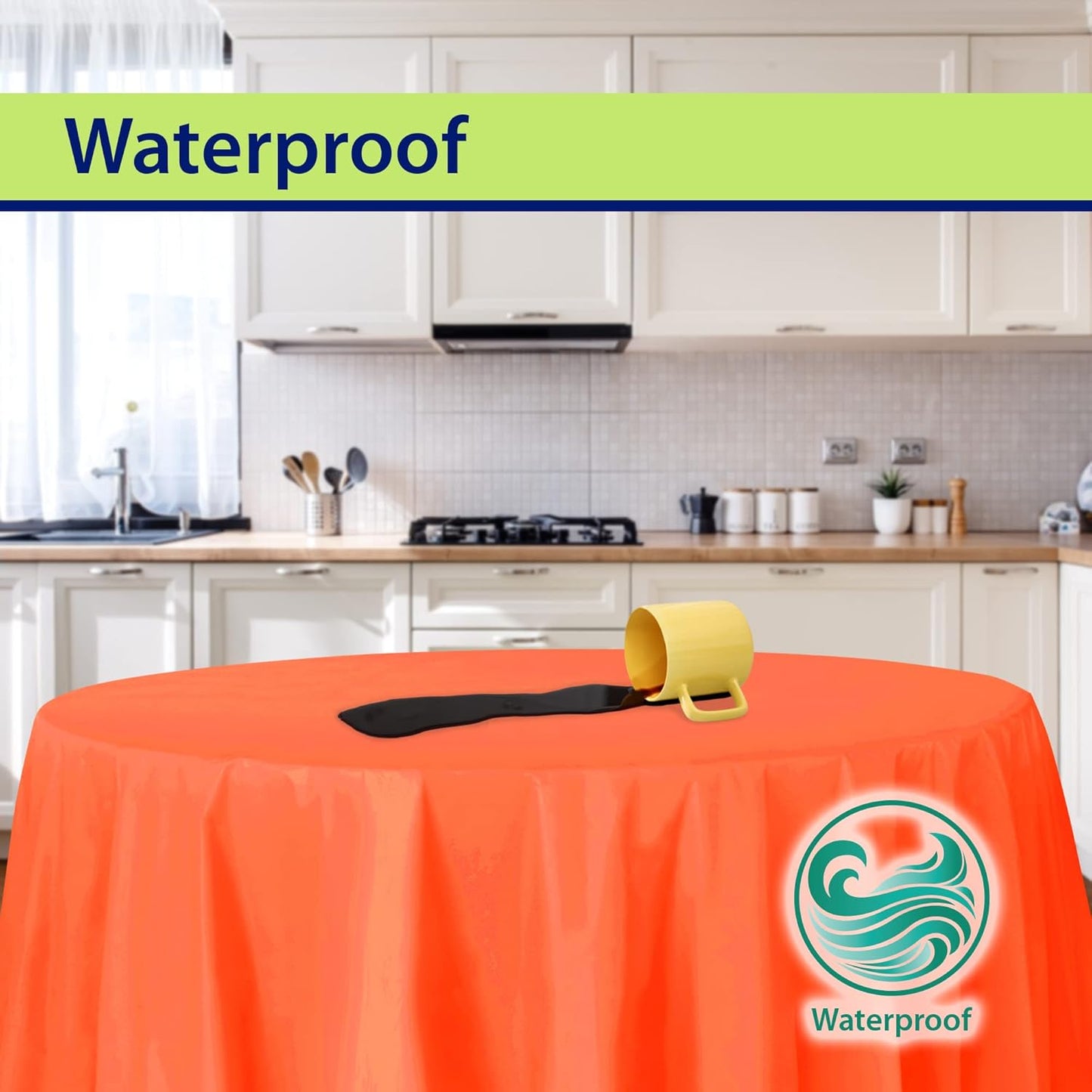 Party Dimensions Orange Tablecloths - Plastic for Round Tables, 84" (12 Pack) Premium Disposable Table Covers for Parties & Weddings, Indoors/Outdoors