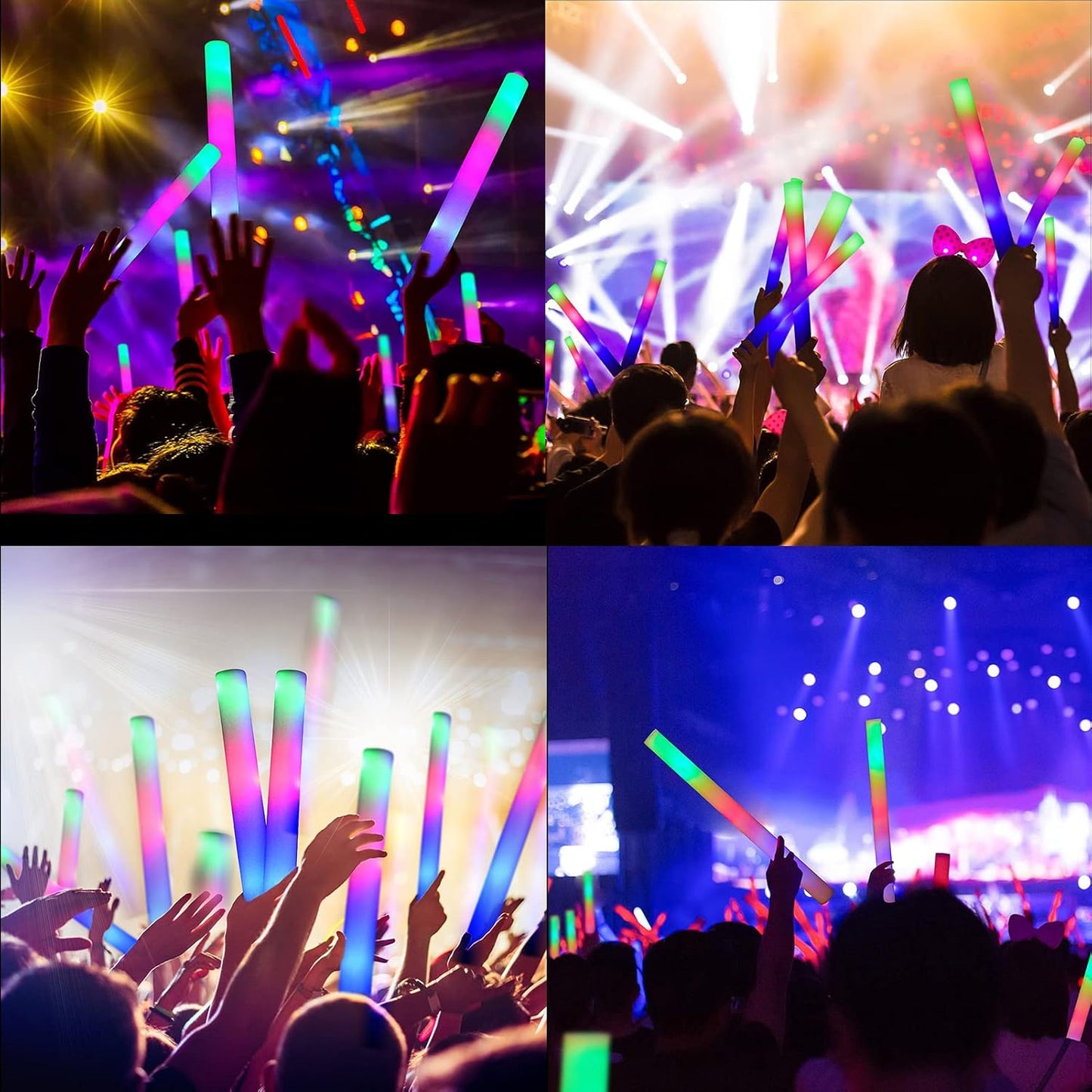 Glow Sticks Bulk -70 Pcs LED Foam Sticks Glow in The Dark Party Supplies,3 Modes Colorful Flashing Light Up Toys for Wedding Birthday Party Concert Halloween Christmas