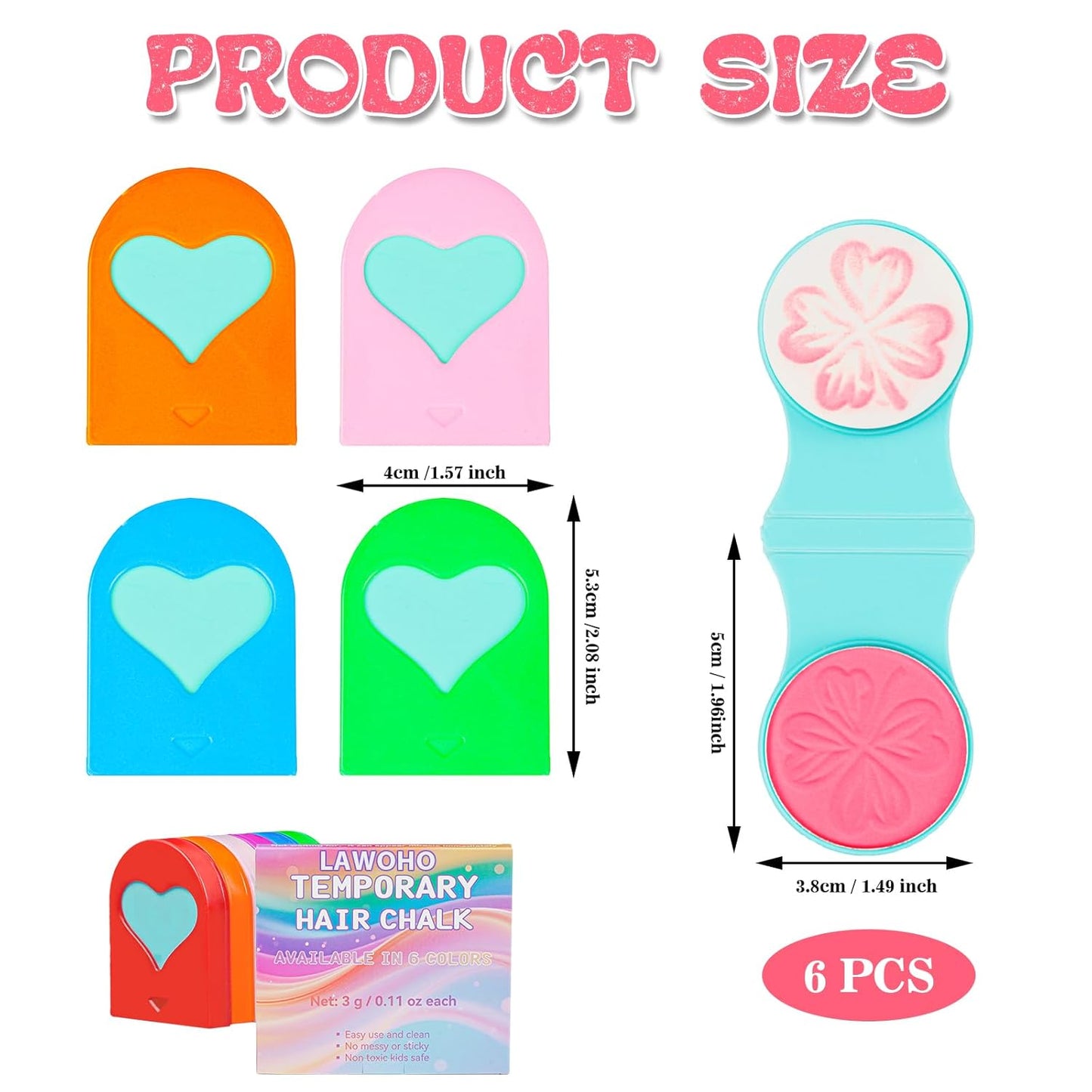 Temporary Hair Chalk for Girls 6 Color,Washable Hair Dye For Girl Kids Adults Glow in UV Light Neon Hair Color Makeup for Halloween Cosplay,Birthday Christmas Gift for Girls Age 5-12 Years Old