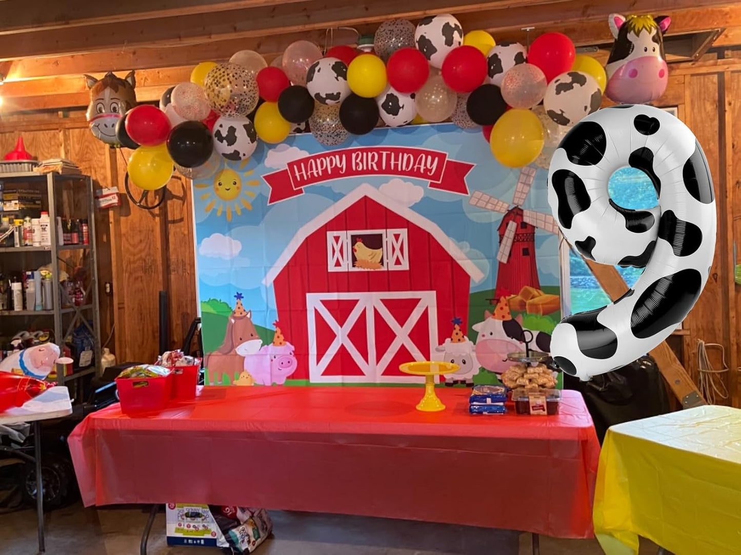 Cow Print 9 Balloon, Number Balloon 40 Inch, Cow theme Party Decorations, Giant Birthday Decorations for 9th 19th 29th 90th, Number 9 Balloon