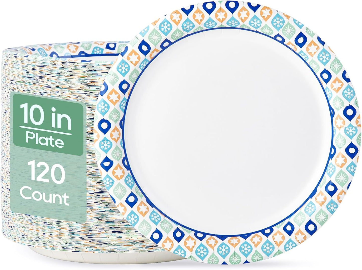 MUCHII Paper Plates 10 Inch, 120 Count Disposable Paper Plates Bulk, Soak and Cut Proof for Party,Picnic, Family Gatherings