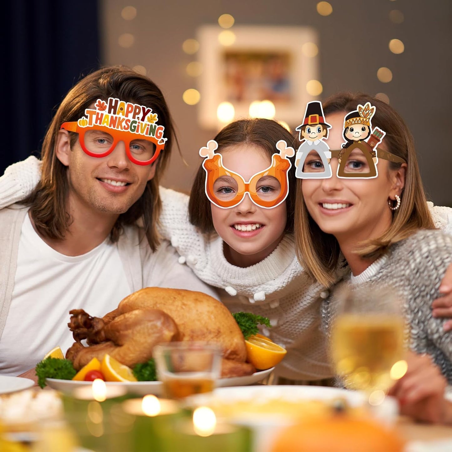 24 Pcs Thanksgiving Photo Booth Props Turkey Paper Eyeglasses Thanksgiving Party Favors Friendsgiving Gifts for Kids