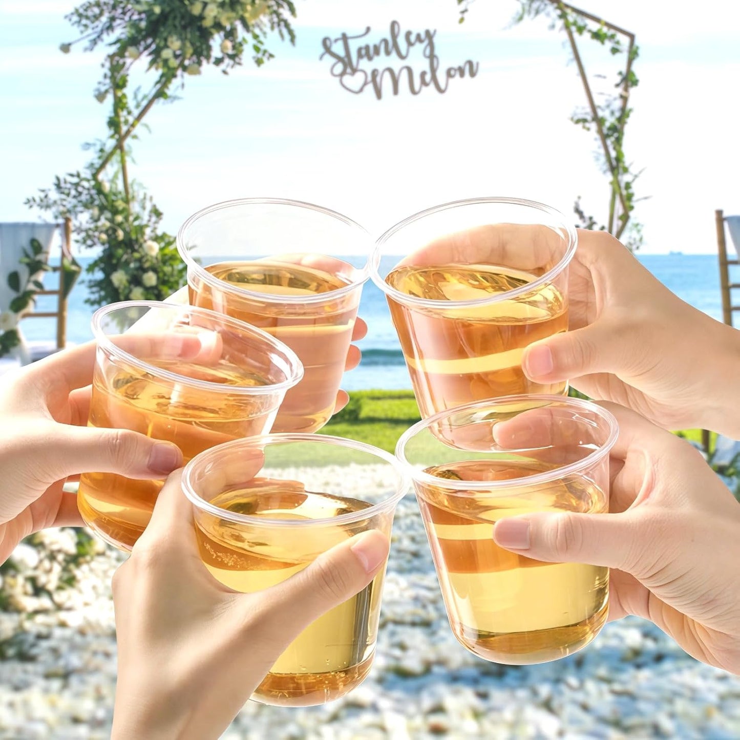 50 Pcs Disposable Stemless Wine Glasses, 12 Oz Clear Plastic Cold Drinking Cups Party Cups for Wedding, Meeting, Catering, Cocktail