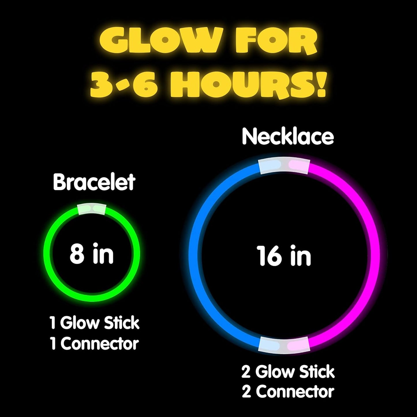 JOYIN 800 Pcs 8" Glow sticks Bulk Party Favors Pack, Neon Glow in the Dark Party Supplies, Light Up Necklaces and Bracelets with Connectors, Christmas, Halloween, Football, Birthday Decorations