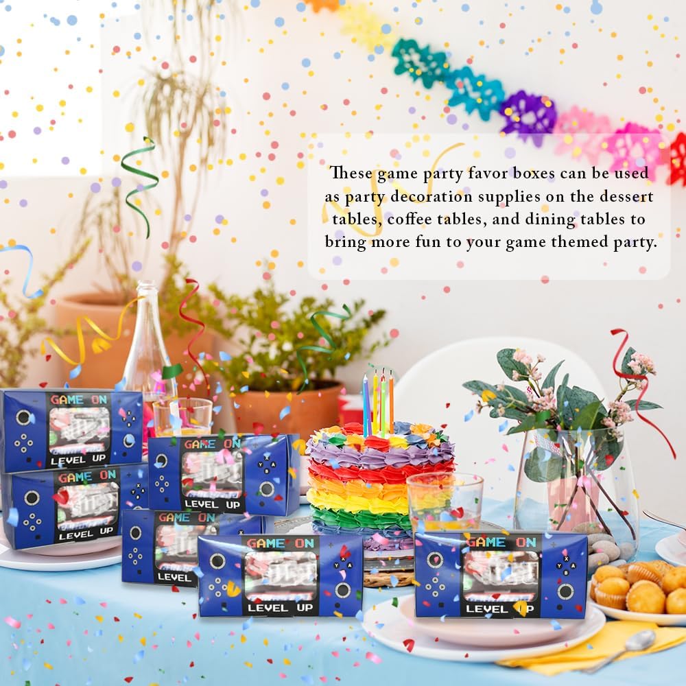 Shescrzionu Video Game Party Favors Boxes 12 PCS-Perfect Party Favor Boxes with Window,Game On Birthday Decorations Video Game Birthday Decorations,Game Bags,Video Game Gifts Aa06