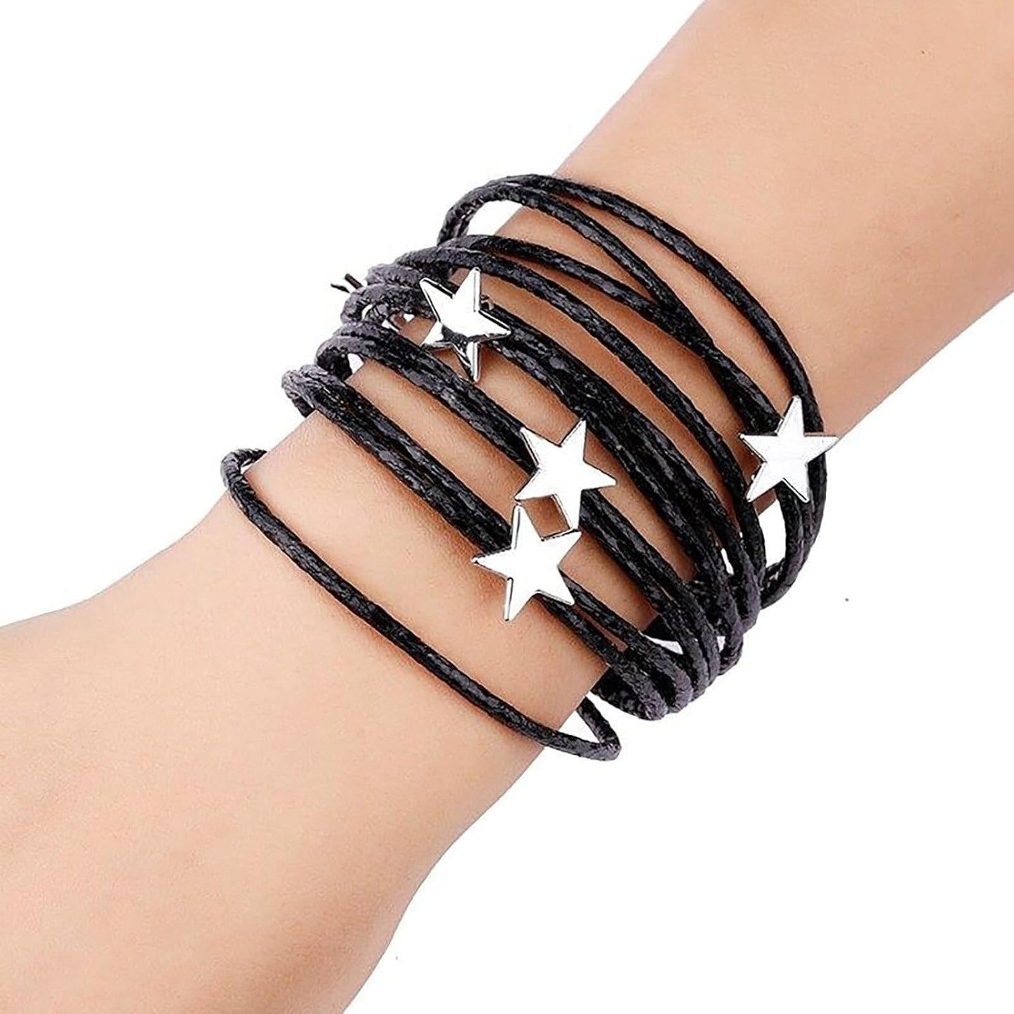 Fesciory Leather Wrap Bracelets for Women, Boho Leopard Multi-Layer Crystal Beads Cuff Bracelet Jewelry