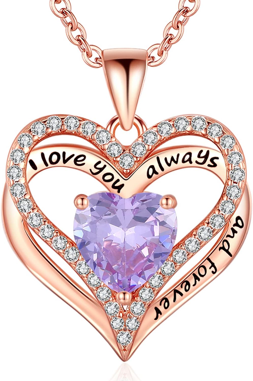 S925 Sterling Silver Necklace for Women, Wife Jewelry Rose Gold, Mom Birthday Valentines Mothers Day Gifts, Girlfriend Necklaces, Daughter Heart Jewel, Anniversary for Her