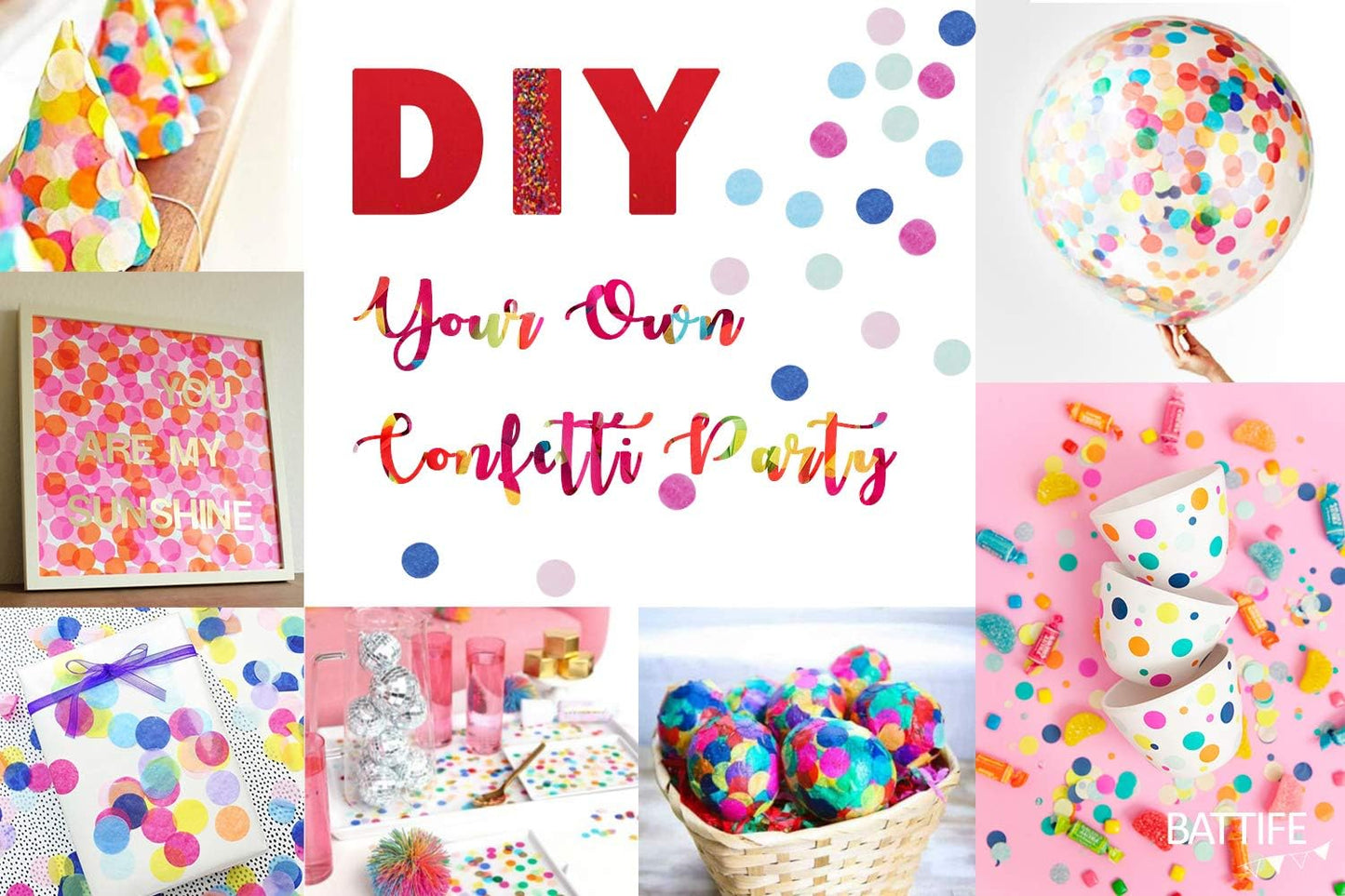 BATTIFE 7.1oz Colorful Tissue Paper Confetti, 1inch Large Bag Round Confetti for Wedding Birthday Party Celebrations, Multicolor 25000 Pieces