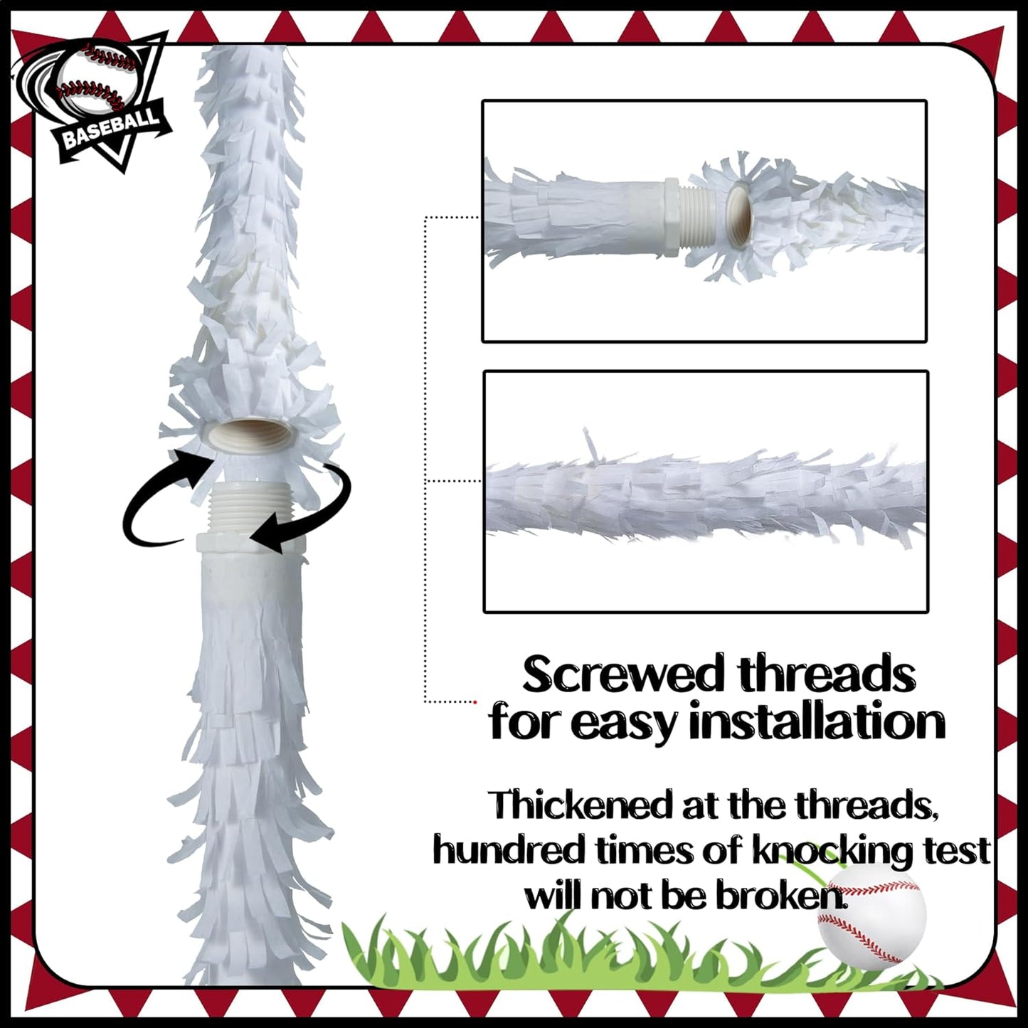 PCFING 18 Inch Baseball Piñata with 30 Inch Piñata Stick Blindfold Confetti for Boys Girls Adults Birthday Party Game Decorations, Anniversary Celebration, Fiesta