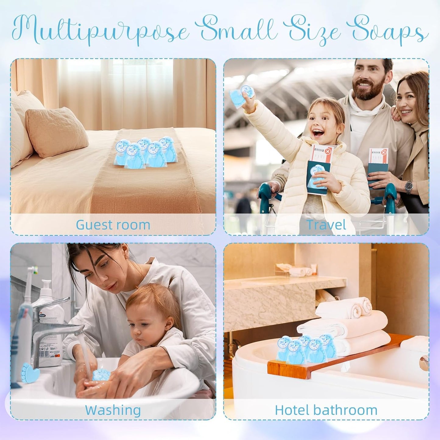 30 Sets Baby Shower Favors Refreshing Feet Soap Perfect for Guests Gifts with Organza Bags Thanks Cards Birthday Party Decoration Game Prizes（blue）