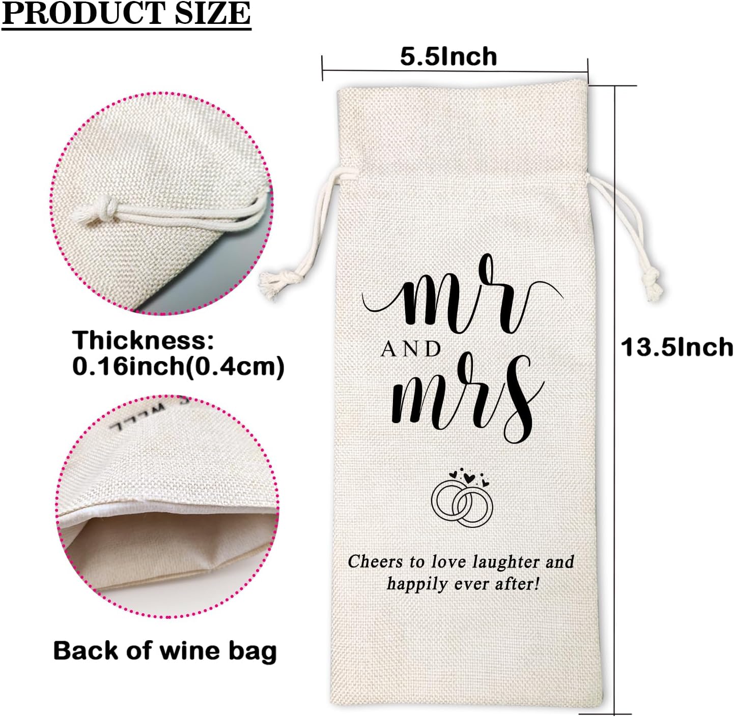 LANBAIHE Mr and Mrs Wine Bag, Wedding Shower Gifts Wine Bag, Bridal Shower Engagement Gifts, Mr and Mrs Wedding Gift Party Decorations