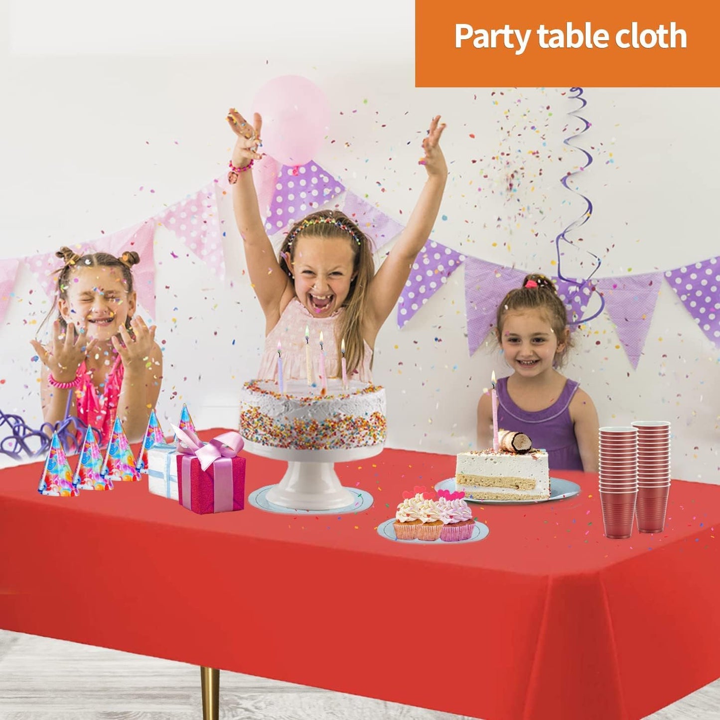 Red Disposable Plastic Tablecloth for Rectangle Tables (48 Pack) Premium Decorative Table Cloths for Parties, Events & Weddings, Indoors & Outdoors, 54 x 108 inches