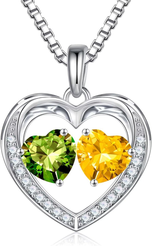 Iefil Christmas Gifts for Wife - 925 Sterling Silver Birthstone Necklace, Anniversary Birthday Gifts for Women, Stocking Stuffers for Women Wife Mom Daughter