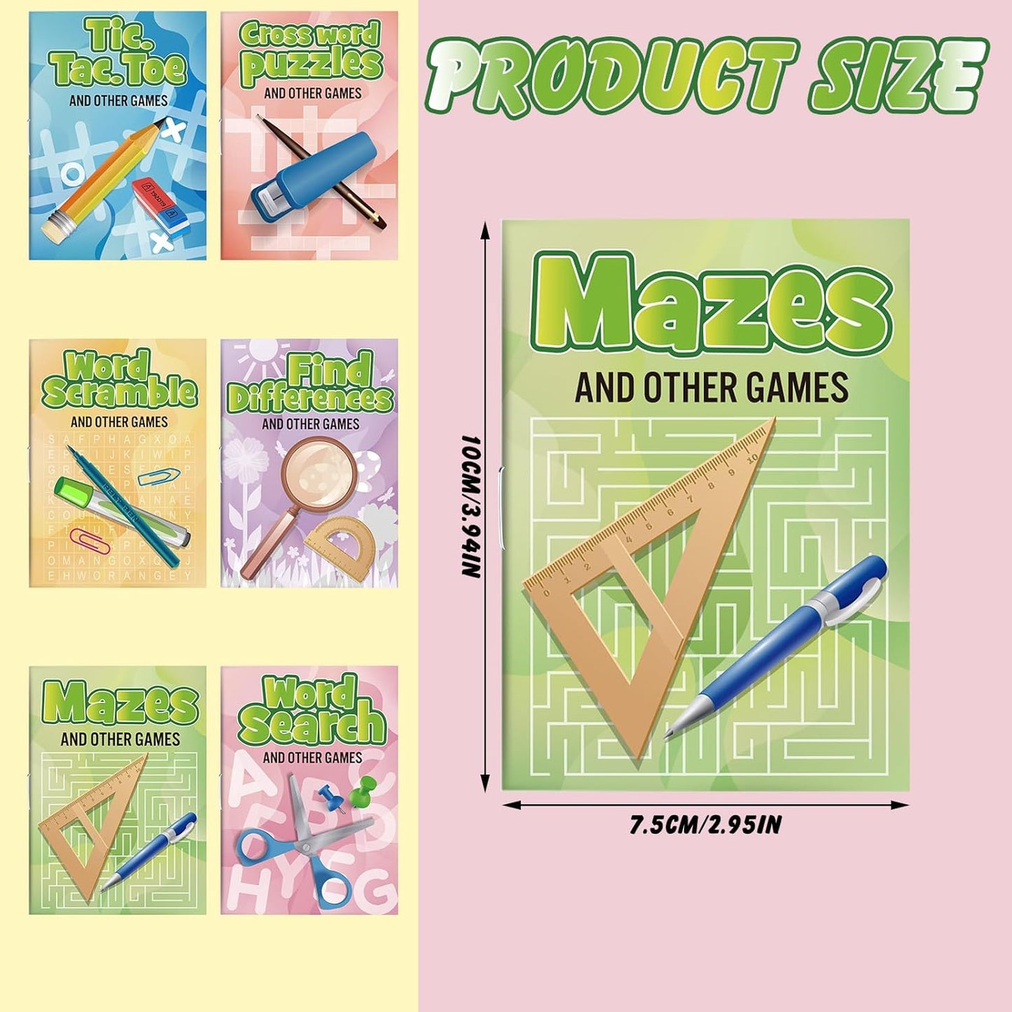 Hungdao 240 Pcs Mini Activity Books for Boys and Girls, Fun and Games, Challenging Activities Include Mazes, Word Scramble and More Bulk Gifts for Students Party Classroom Goodie Bag Stuffers