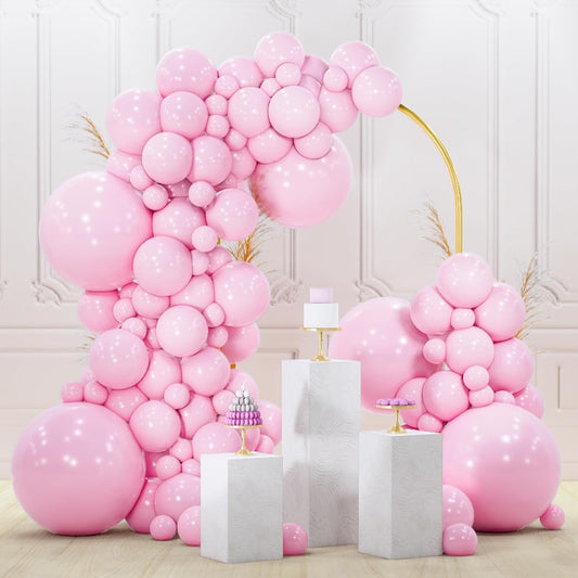 PartyWoo Light Pink Balloons 140 pcs Different Sizes of 18 12 10 5 Inch Pastel Baby Pale Pink Balloon Arch Kit Garland for Baby Shower Valentine's Day Princess Birthday Party Decorations Pink-Q05