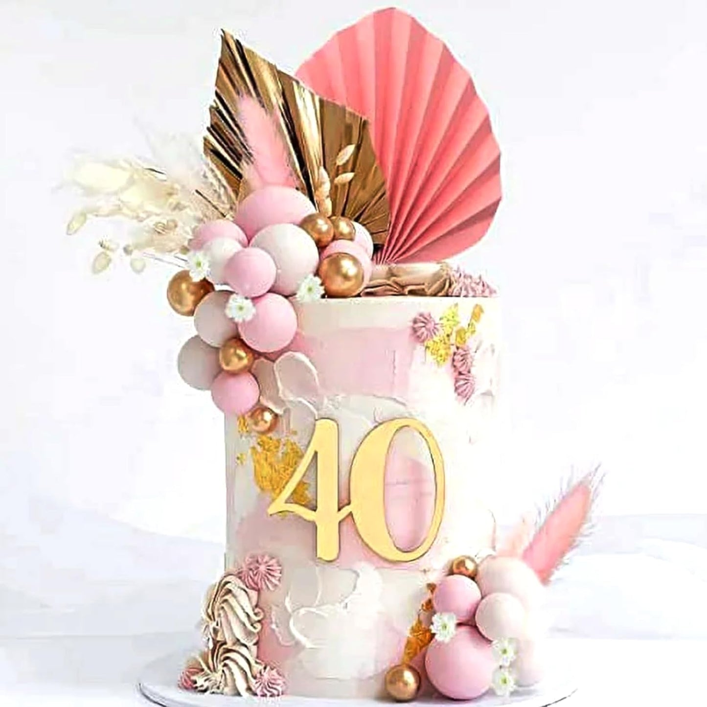 36 Pack Balls Cake Topper Decorations Foam Balloons Cake Decorations Sticks Mini Balloons Cake Toppers Balls Cake Picks for Baby Shower Wedding Anniversary Birthday Party Decorations Pink Gold