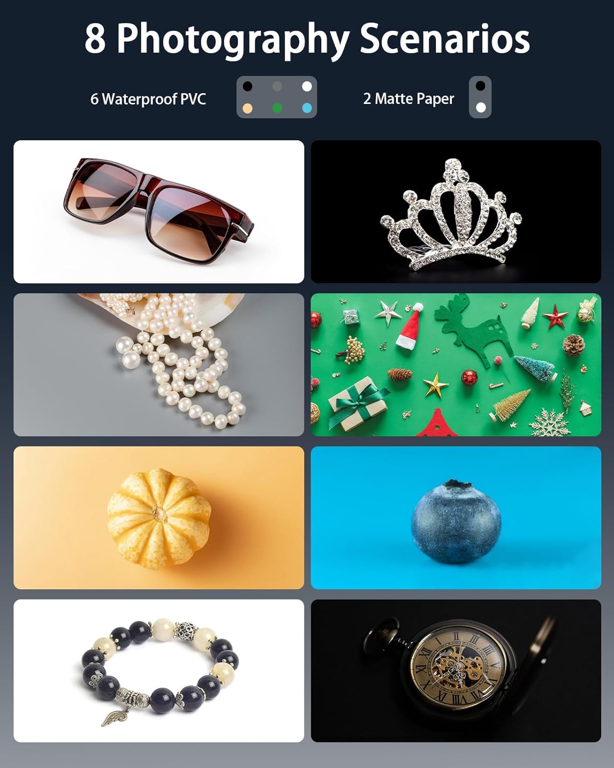 DUCLUS Light Box Photography, 12"x12" Professional Photo Booth Box with 8 Photo Backdrop, 120 LED Lights Dimmable & high CRI>95 Lightbox for Mini Product Photography: Jewelry, Miniature Models etc.