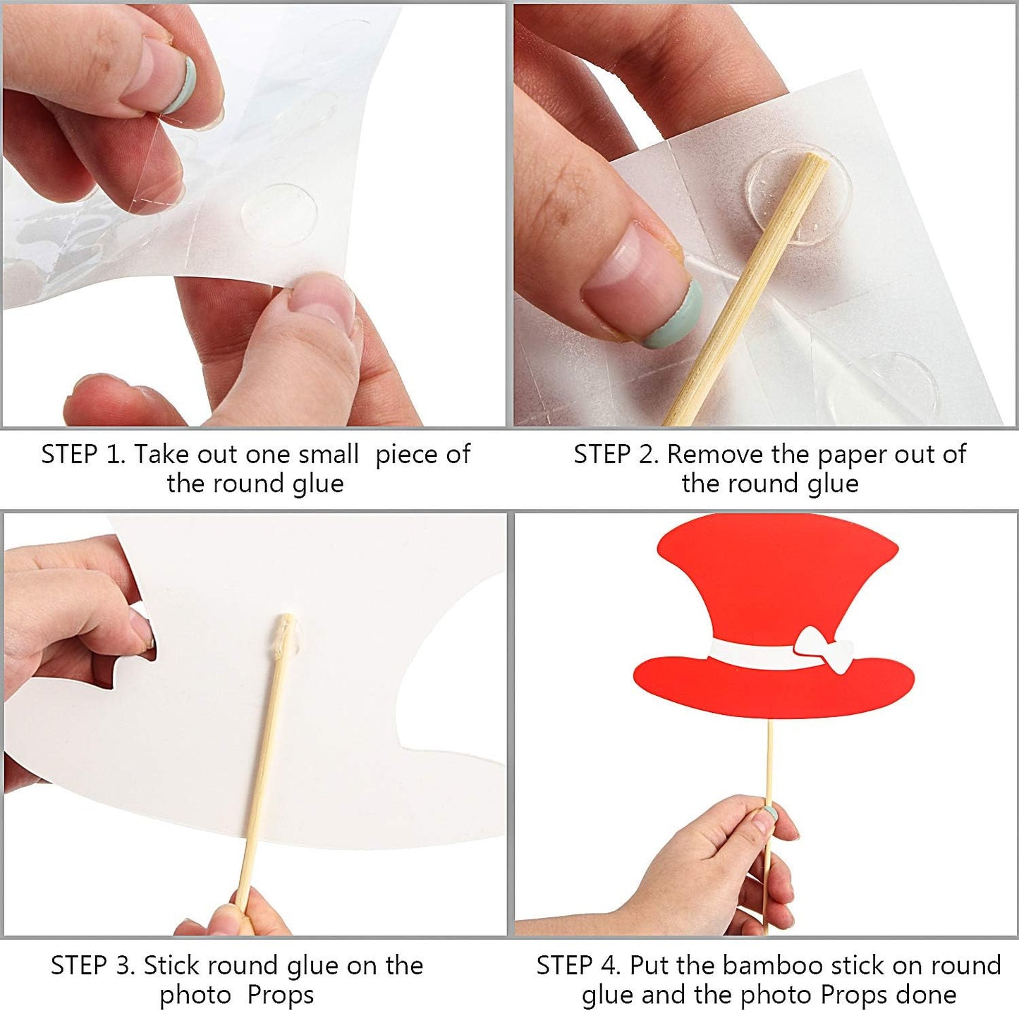 Gejoy 60 Pieces Photo Booth Props DIY Kit Graduation Funny Selfie Props Accessories for Wedding Prom Party Supplies Favors with Mustache on a Stick, Hats, Glasses, Mouth, Bowler, Bowties