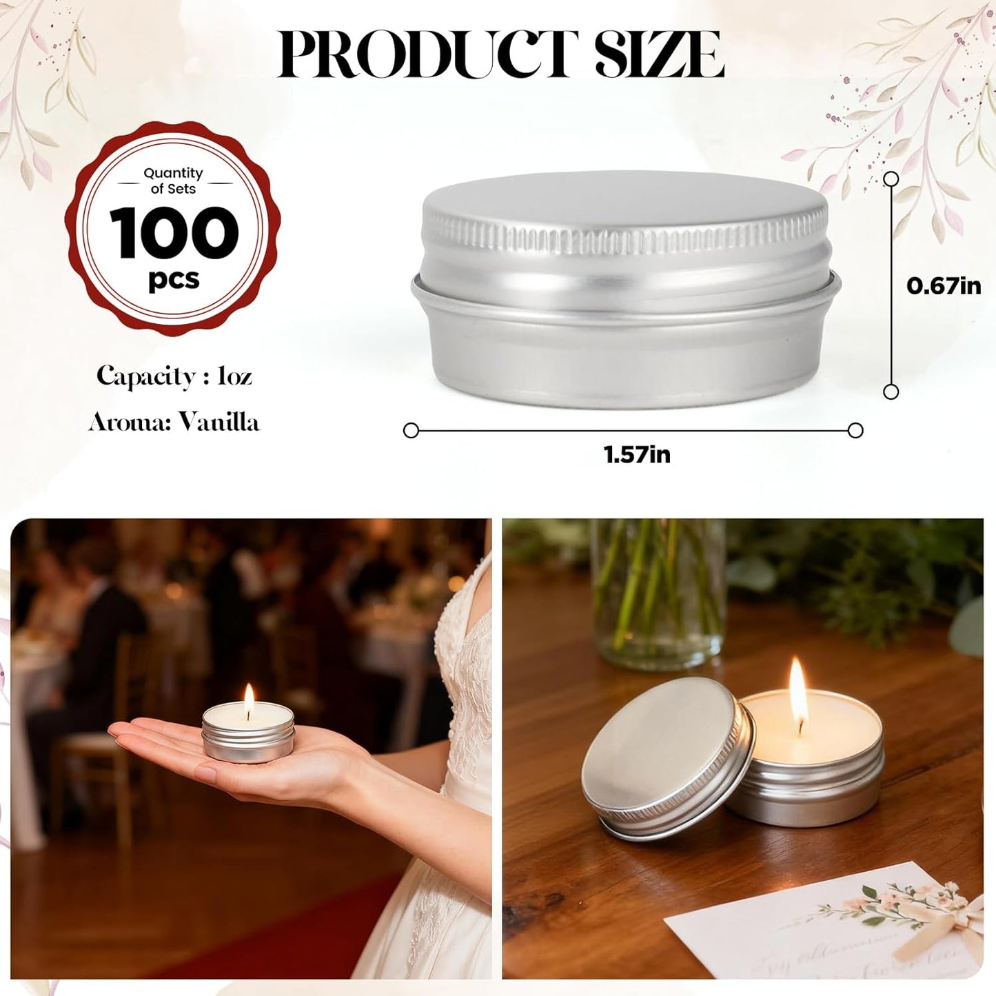 100 Pcs 1 Oz Mini Vanilla Scented Soy Candle Set,Wedding Favors for Guests Bulk 100,The Quantity of Multiple Sets Meets Your Needs for Wedding and Party Gifts and Party Favors.