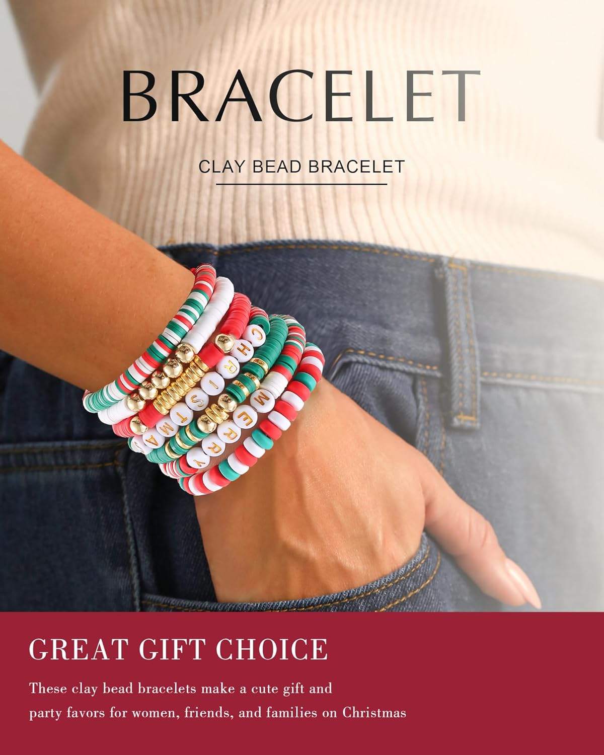 Friendship Bracelets Trendy Heishi Clay Bead Bracelets Stack Gold Beaded Stretch Bracelets for Women Boho Stackable Bracelets Bulk Cute Preppy Jewelry