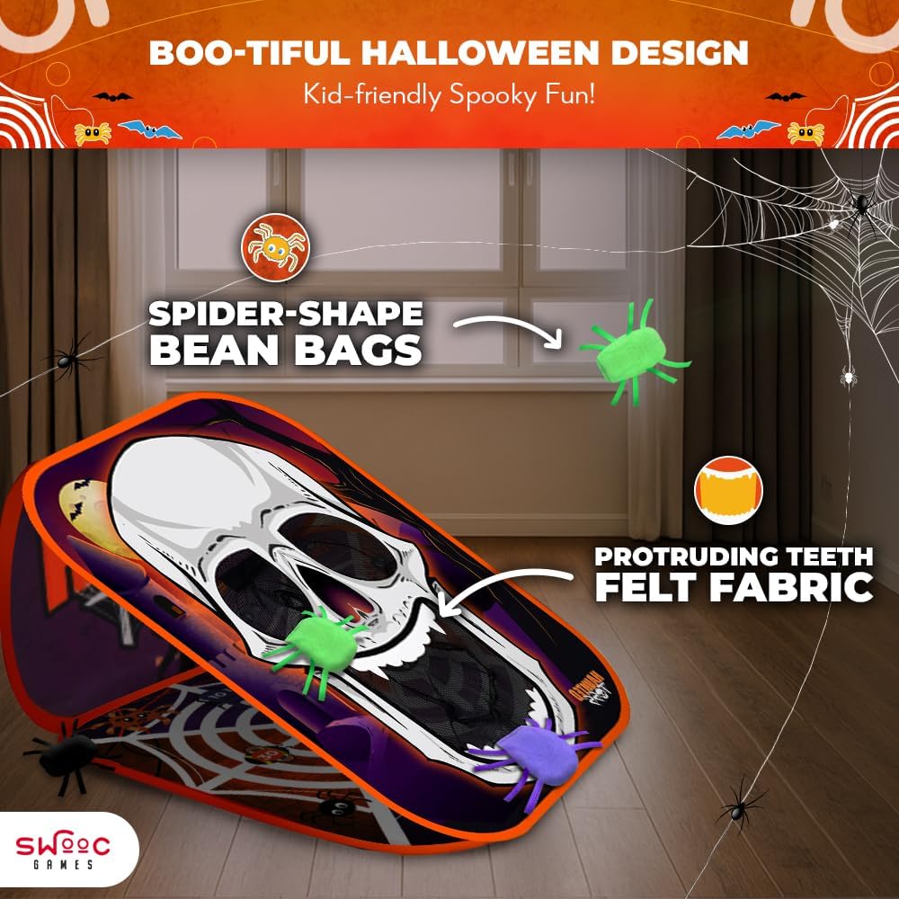 Swooc Games® - Haunted Toss™ | Halloween Games for Kids | 2-in-1 Bean Bag Toss Game | 5-Second Setup | Spooky Halloween Party Games for Kids | Fall Bean Bag Toss Cornhole | Carnival Party Activities