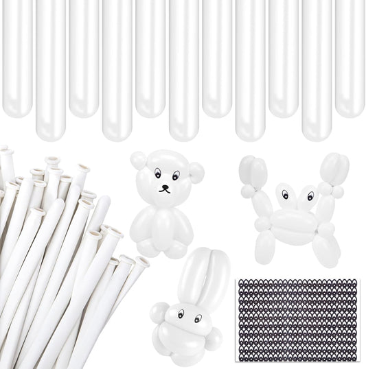 LovesTown 100PCS 260 Long Balloons, White Magic Balloons Thicken Latex Twisting for Birthday Wedding Party Decorations Ballon Arch