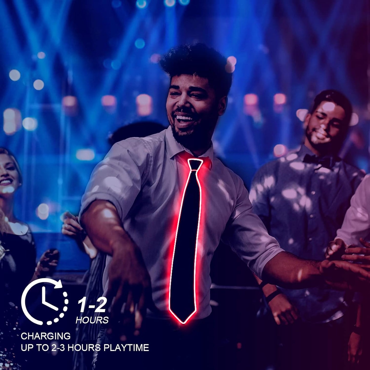 Ainiv Light Up Neckties Bowties Suspenders LED Party Supplies Glow in the Dark Adjustable for Women and Men Parties